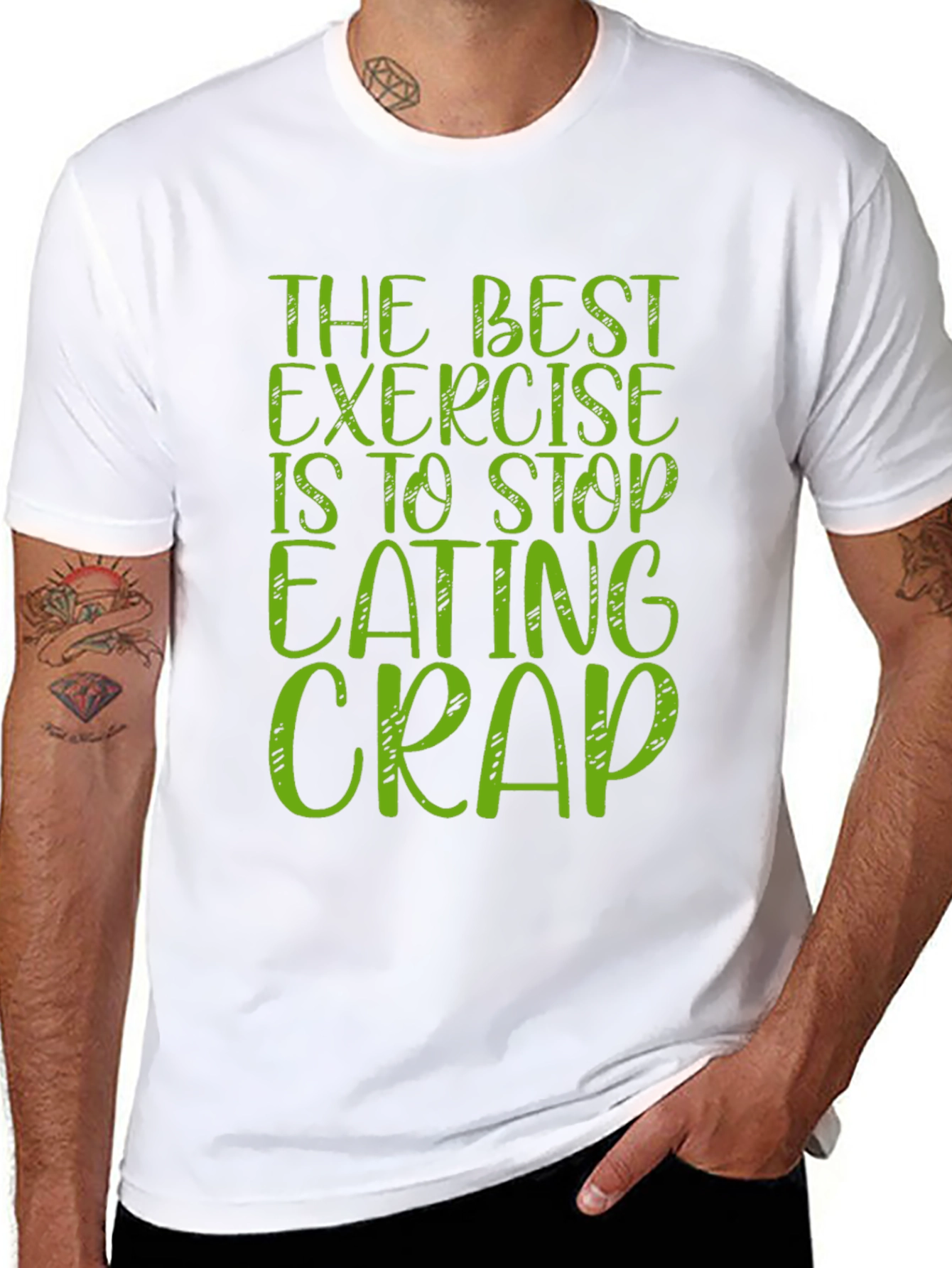 Black Funny Exercise T-Shirt Stop Eating Crap view 8