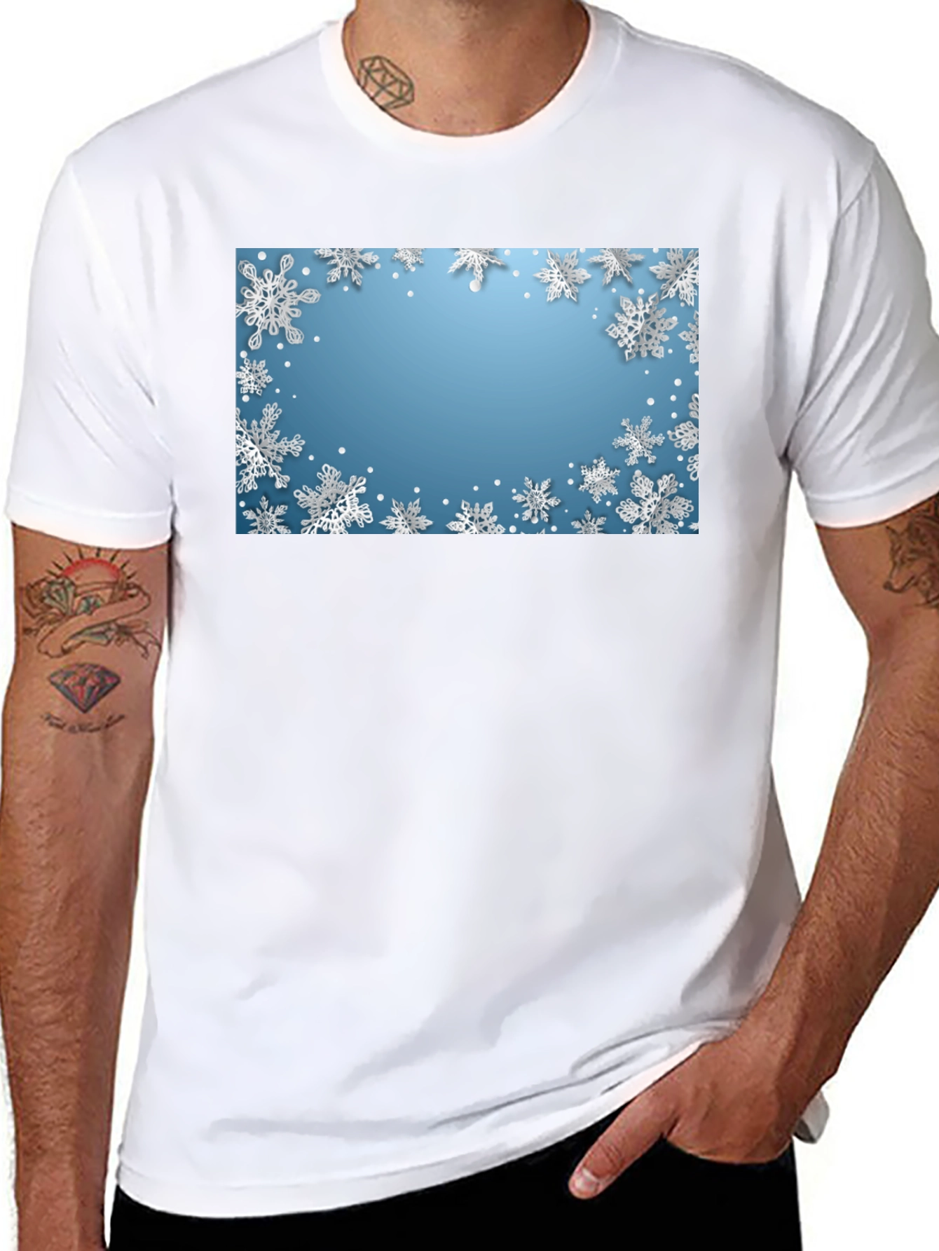 Black Snowflake Graphic Tee - Winter Holiday Shirt view 8