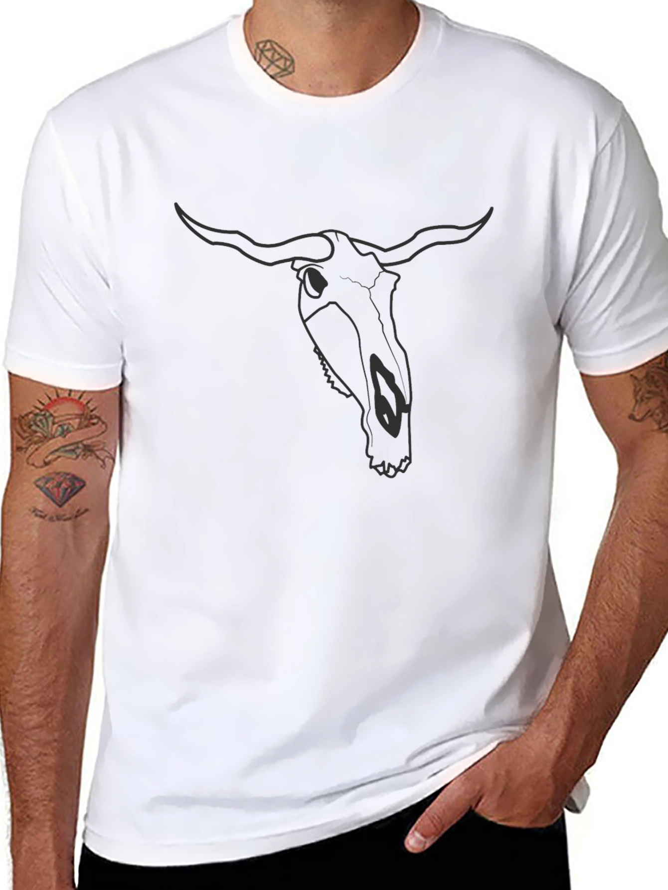 Black Bull Skull Graphic Tee - Dark Style view 8