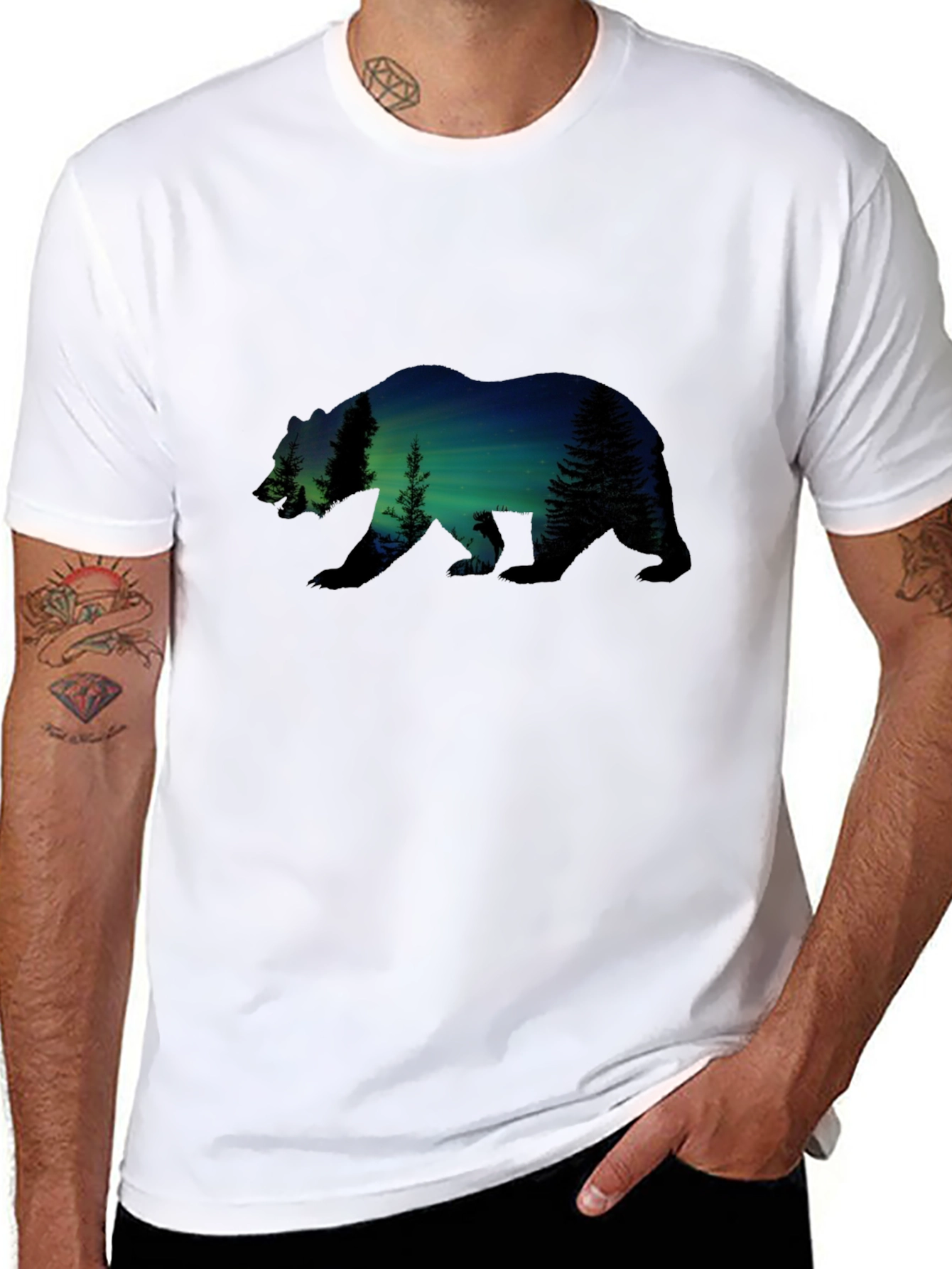 Black Nature Bear Graphic Tee - Black Cotton Comfort view 8