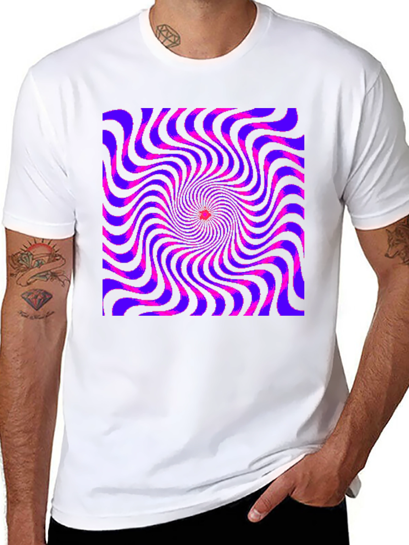 Black Optical Illusion Spiral Graphic Tee - Black view 8