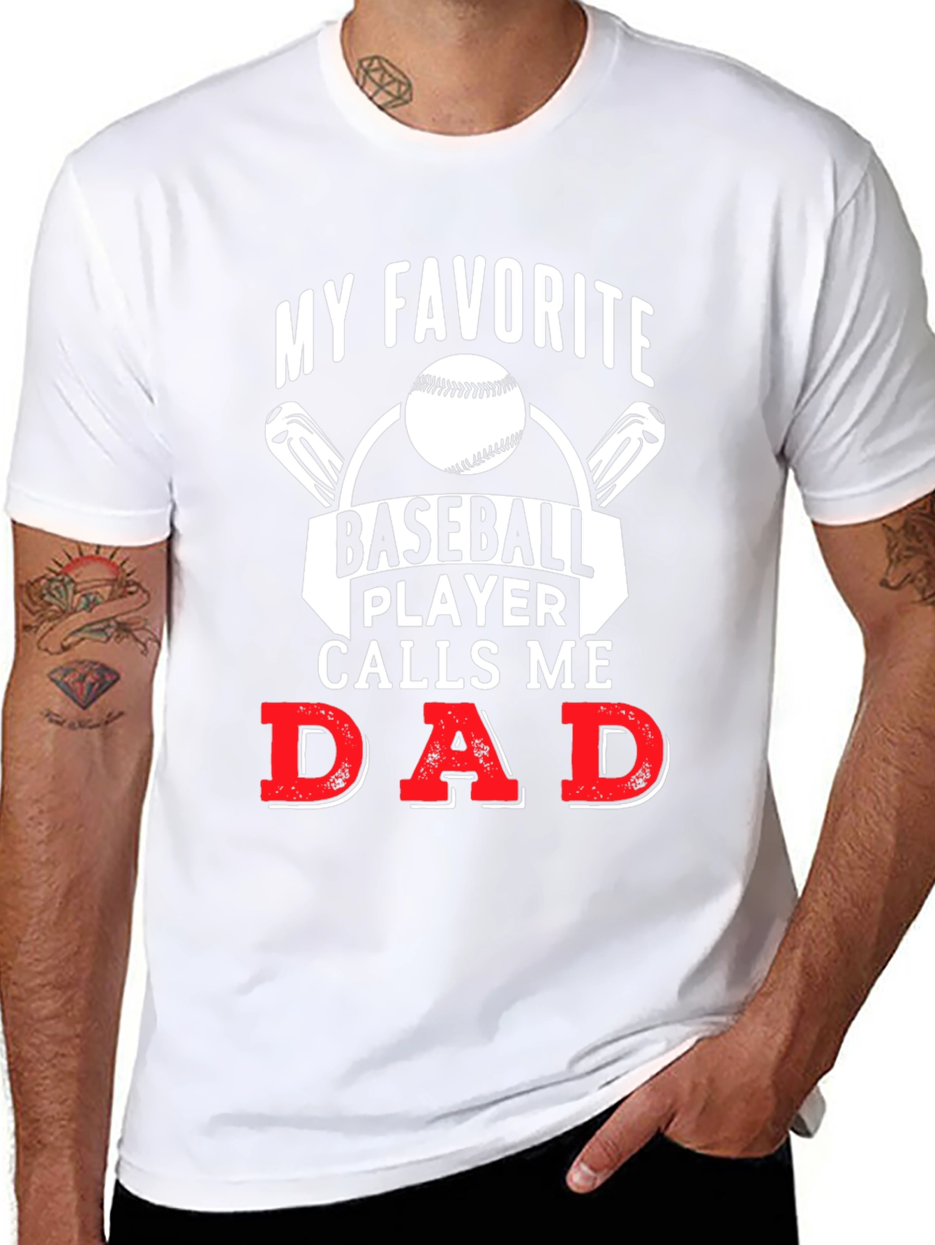 Black My Favorite Baseball Player Calls Me Dad T-Shirt view 8