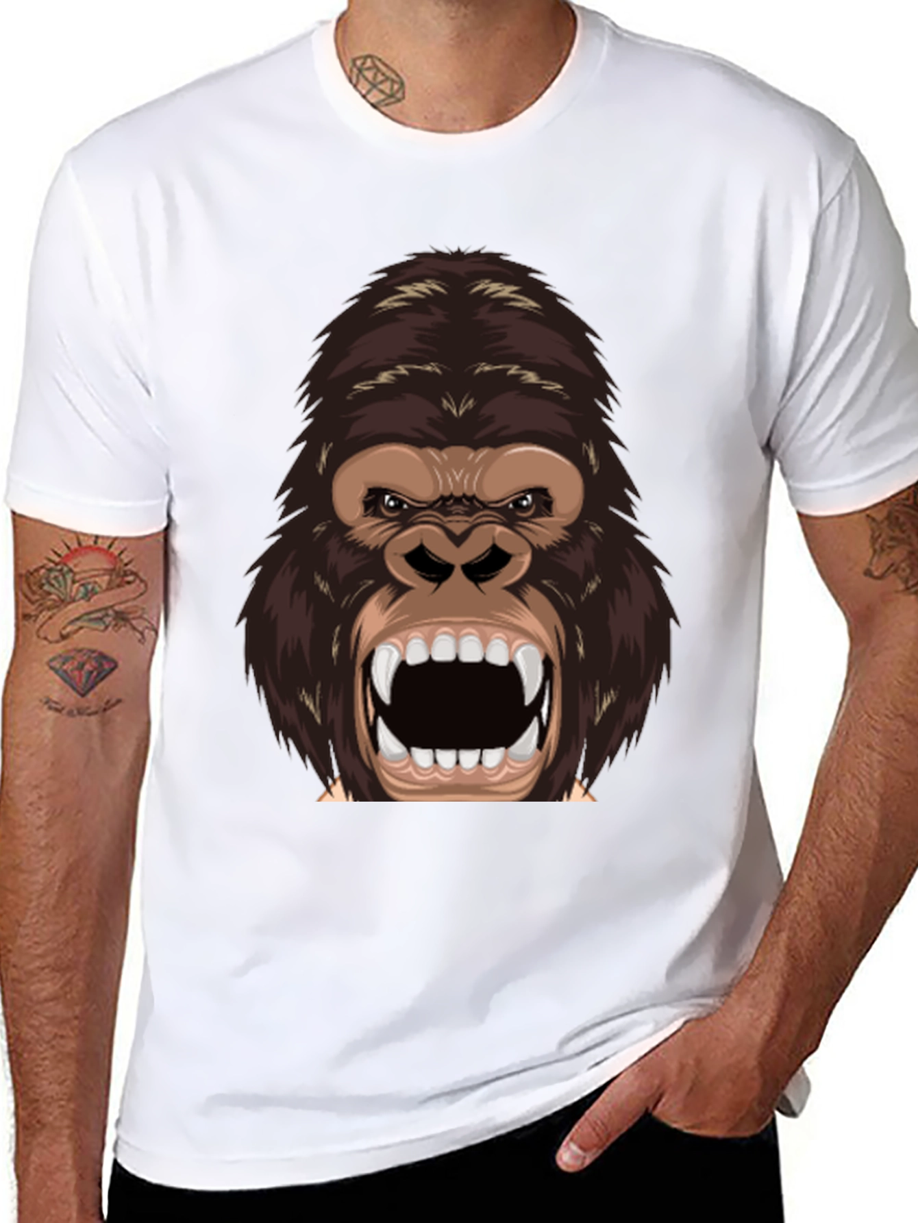 Black Furious Gorilla Graphic Tee - Black Cotton Blend Shirt view 8