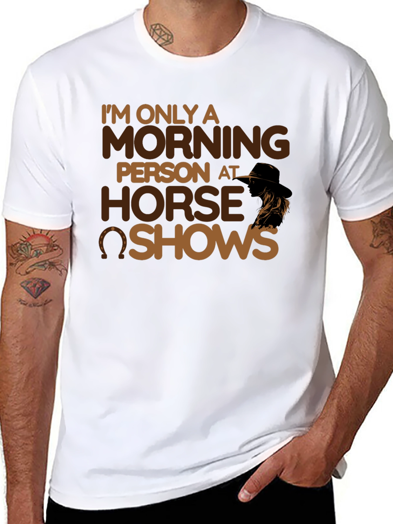 Black Funny Horse Show Morning Person T-Shirt view 8