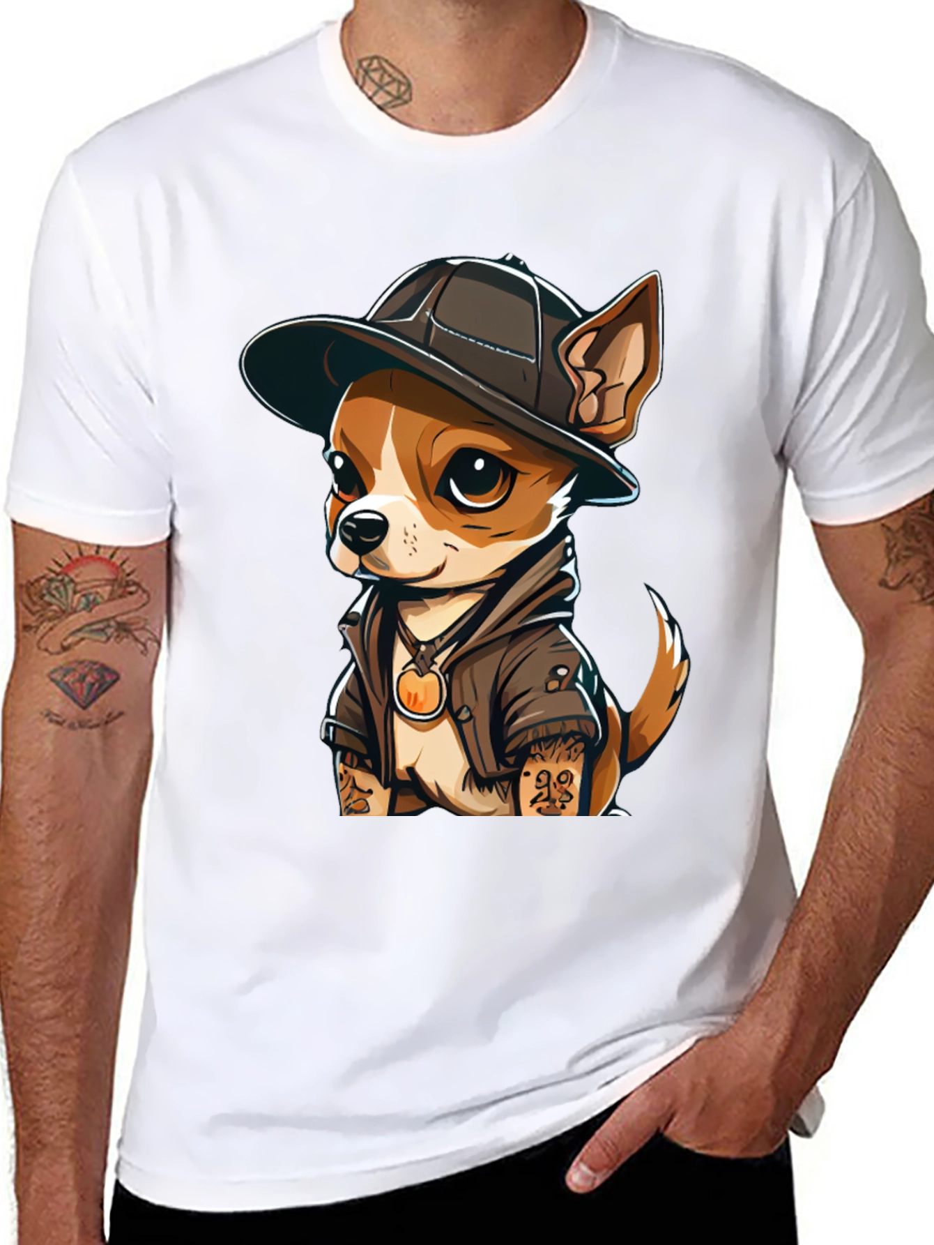 Black Cool Chihuahua Graphic T-Shirt view 8