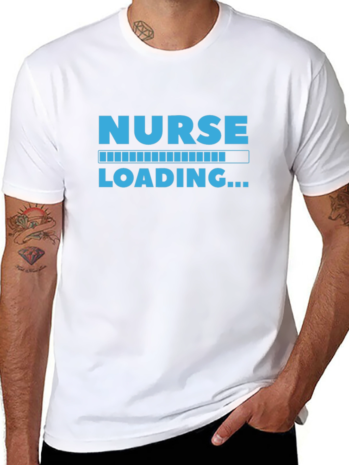 Black Nurse Loading Graphic Tee - Black Cotton Casual Shirt view 8