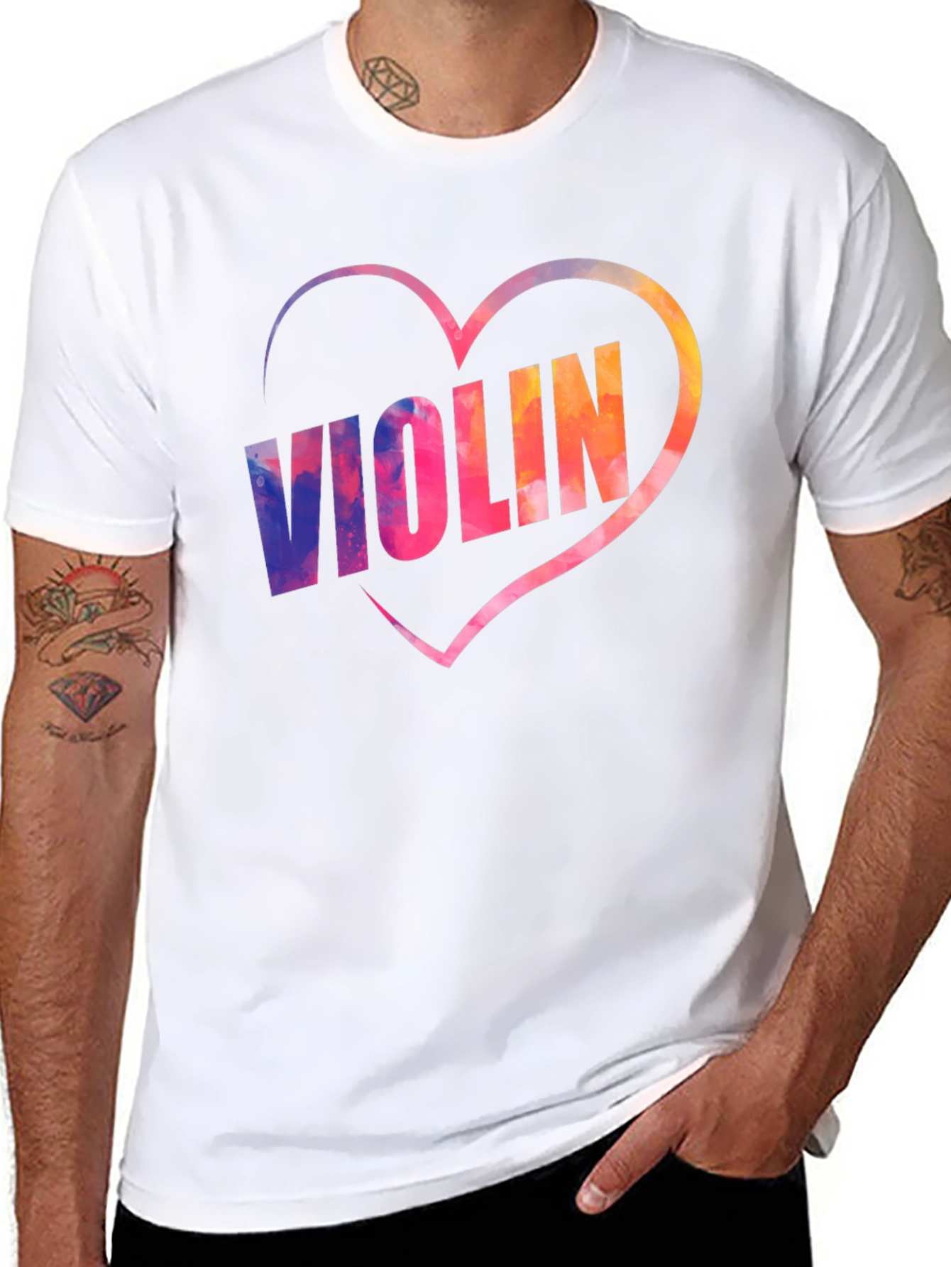 Black Violin Heart Graphic Tee - Music Lover Shirt view 8