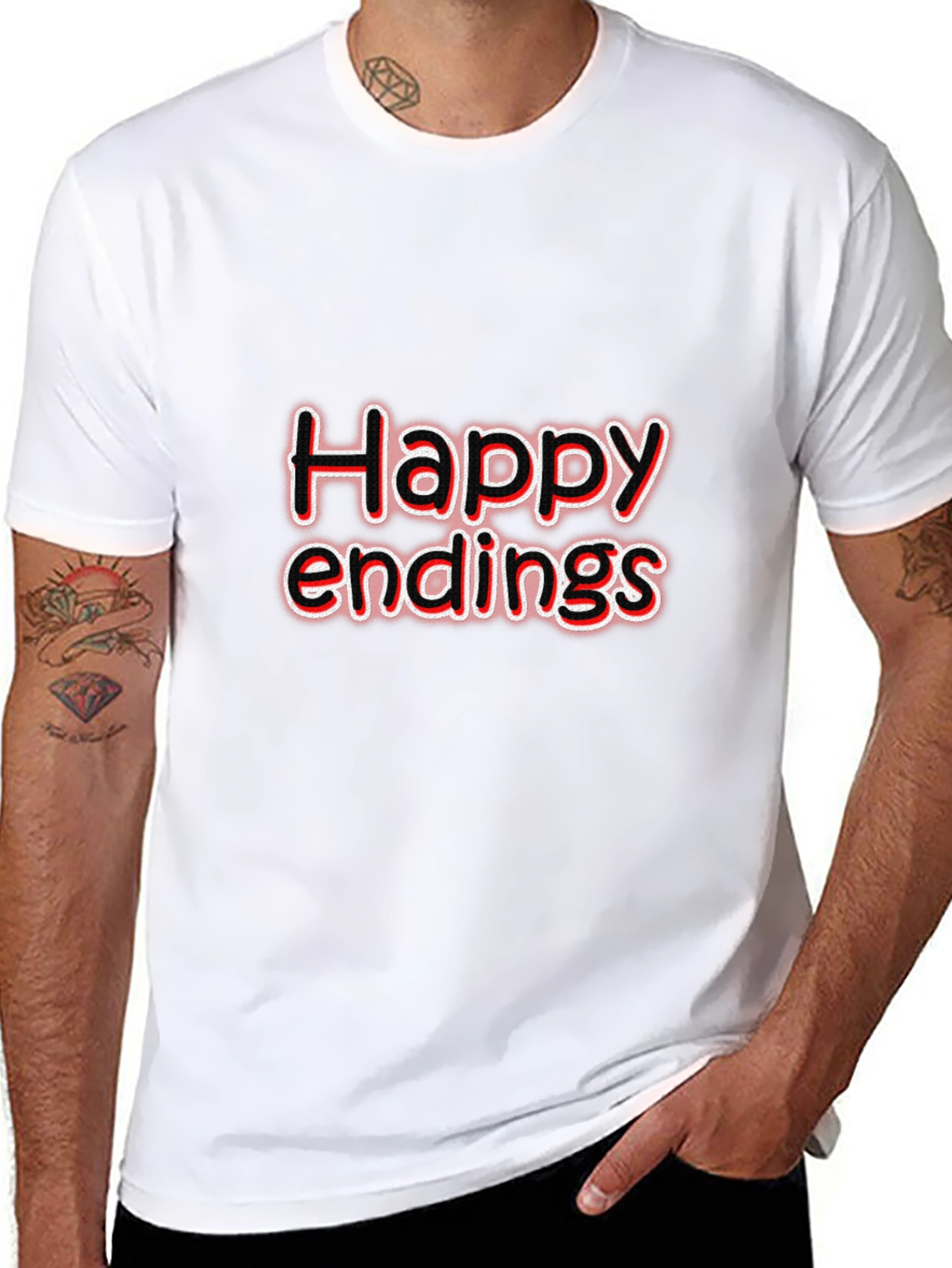Black Happy Endings Graphic T-Shirt - Black view 8