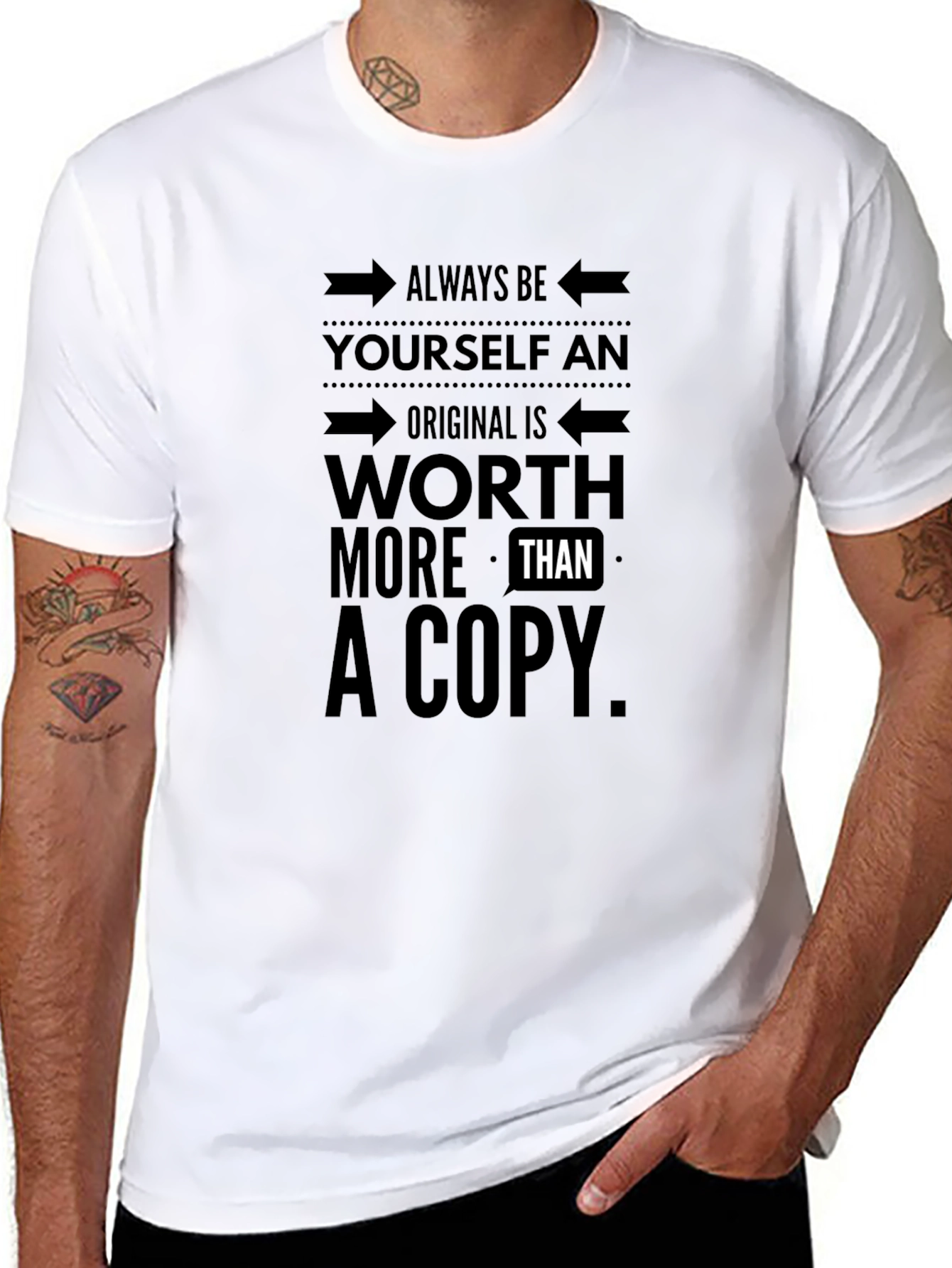 Black Be Yourself Original T-Shirt - Motivational Design view 8
