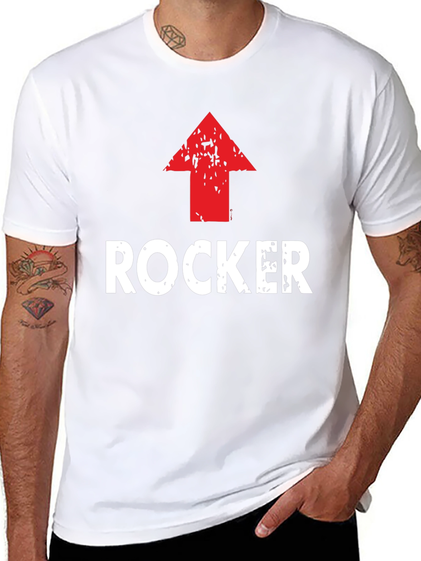 Black Rocker Up Arrow Graphic Black T-Shirt view 8