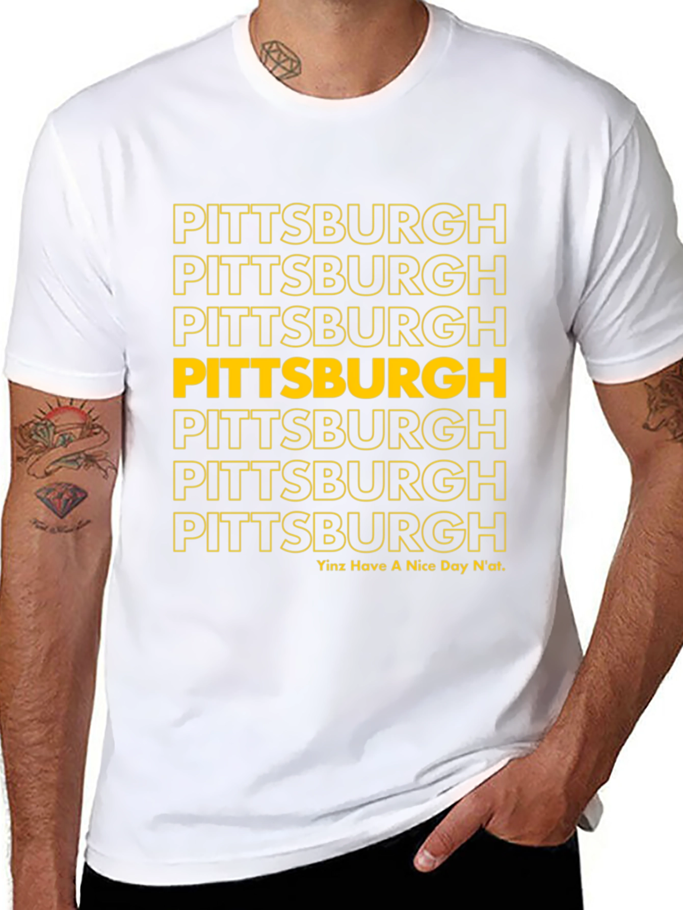 Black Pittsburgh Stacked Text Graphic Tee view 8