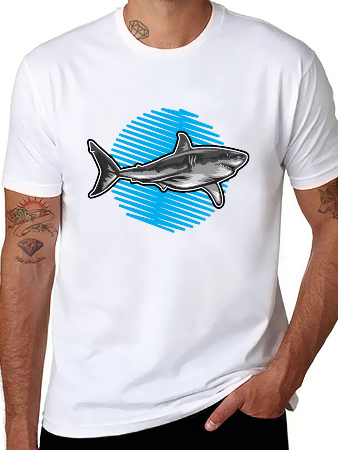 Black Shark Graphic Tee - Men's Black T-Shirt view 8