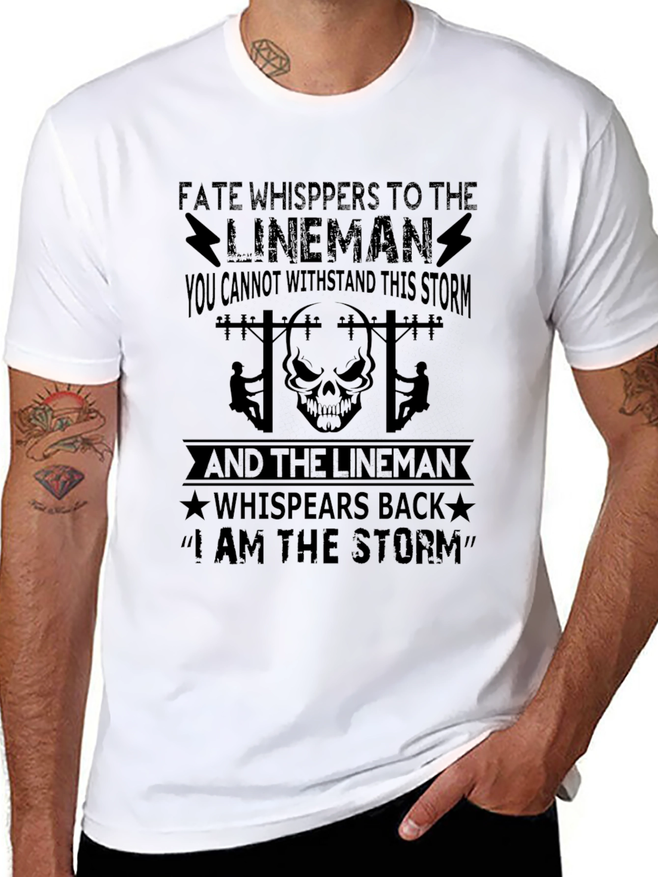 Black Lineman "I Am The Storm" T-Shirt - Black view 8