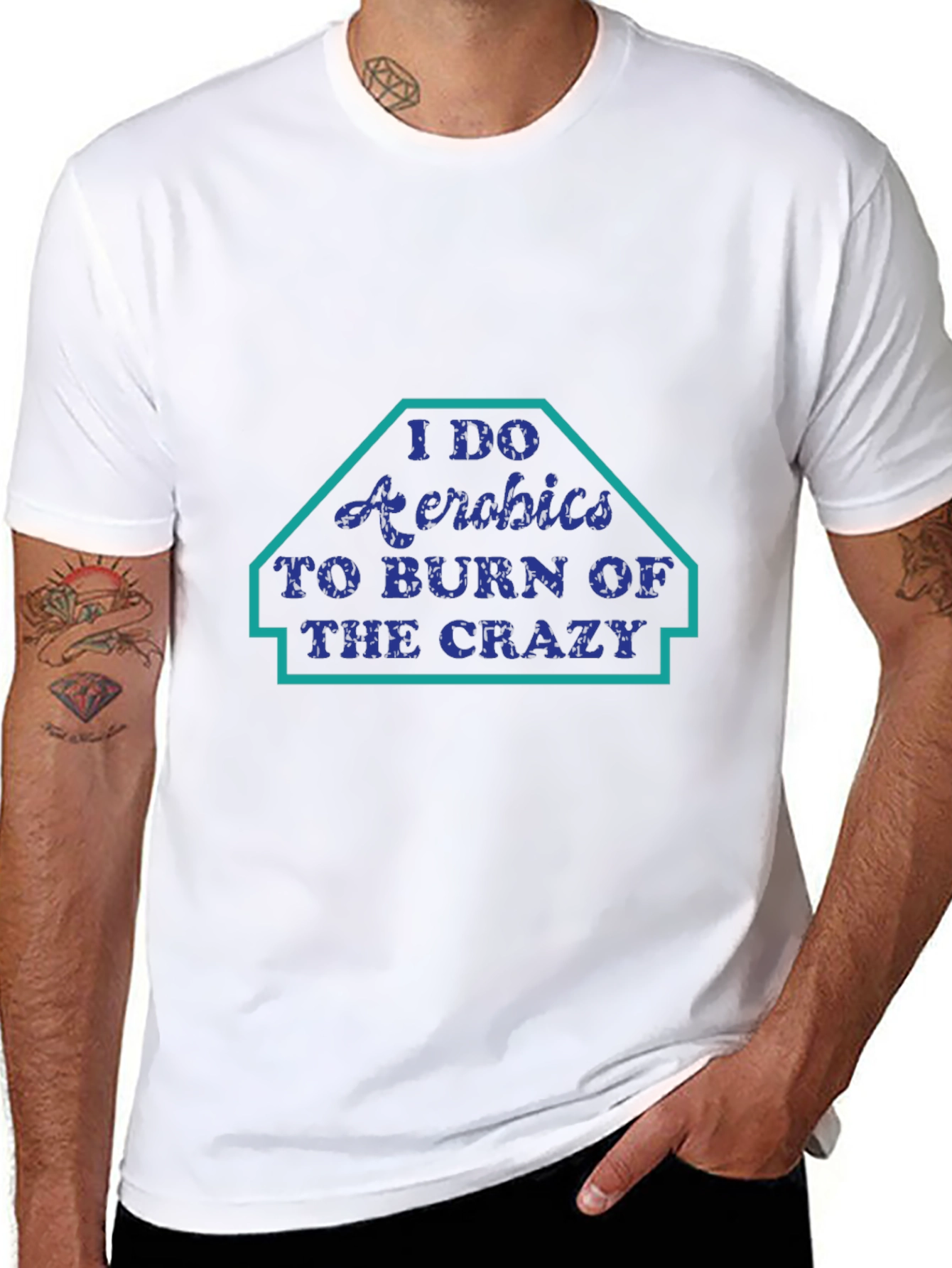 Black I Do Aerobics T-Shirt: Burn the Crazy Funny Workout Tee view 8