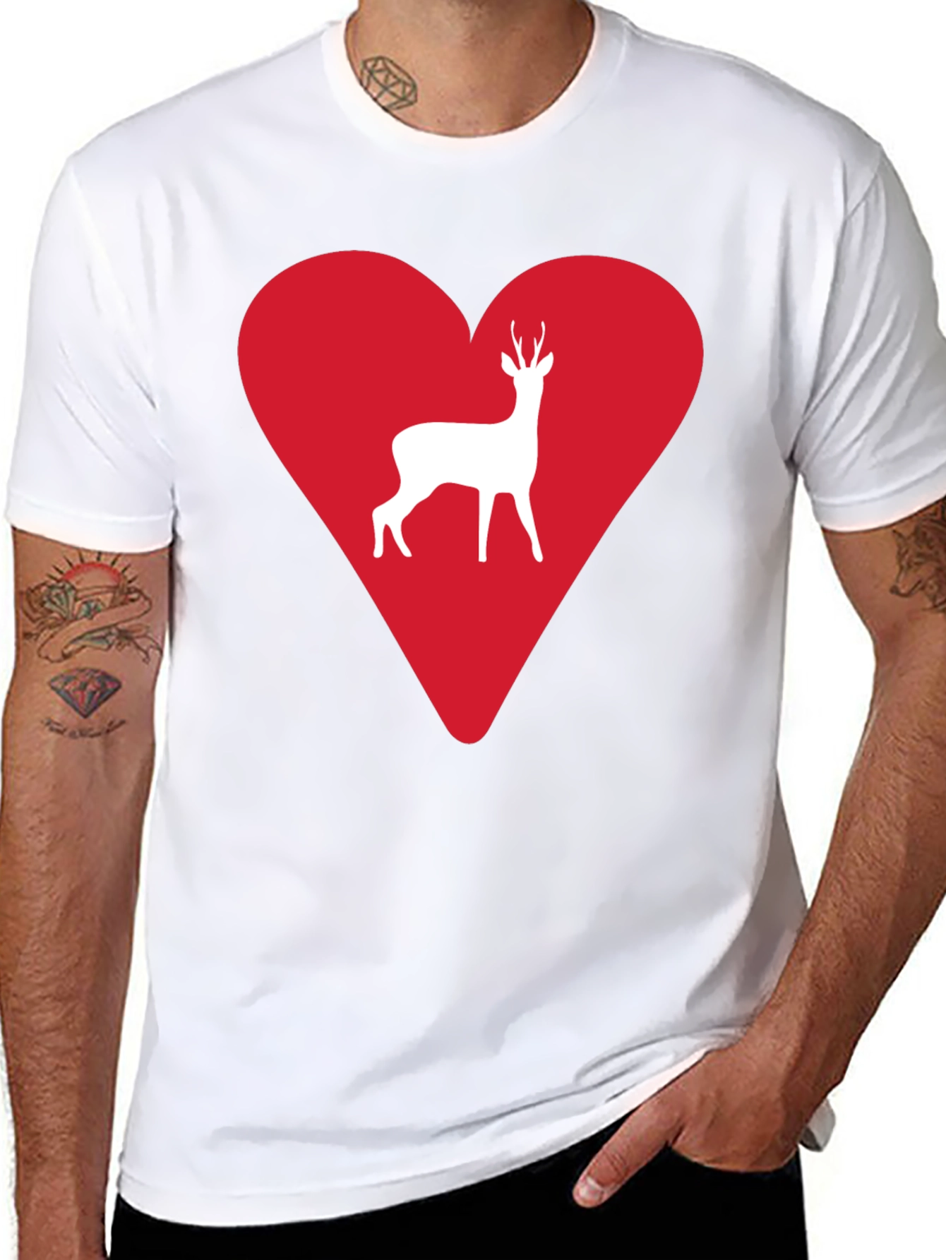Black Deer Heart Graphic Tee - Men's Black T-Shirt view 8