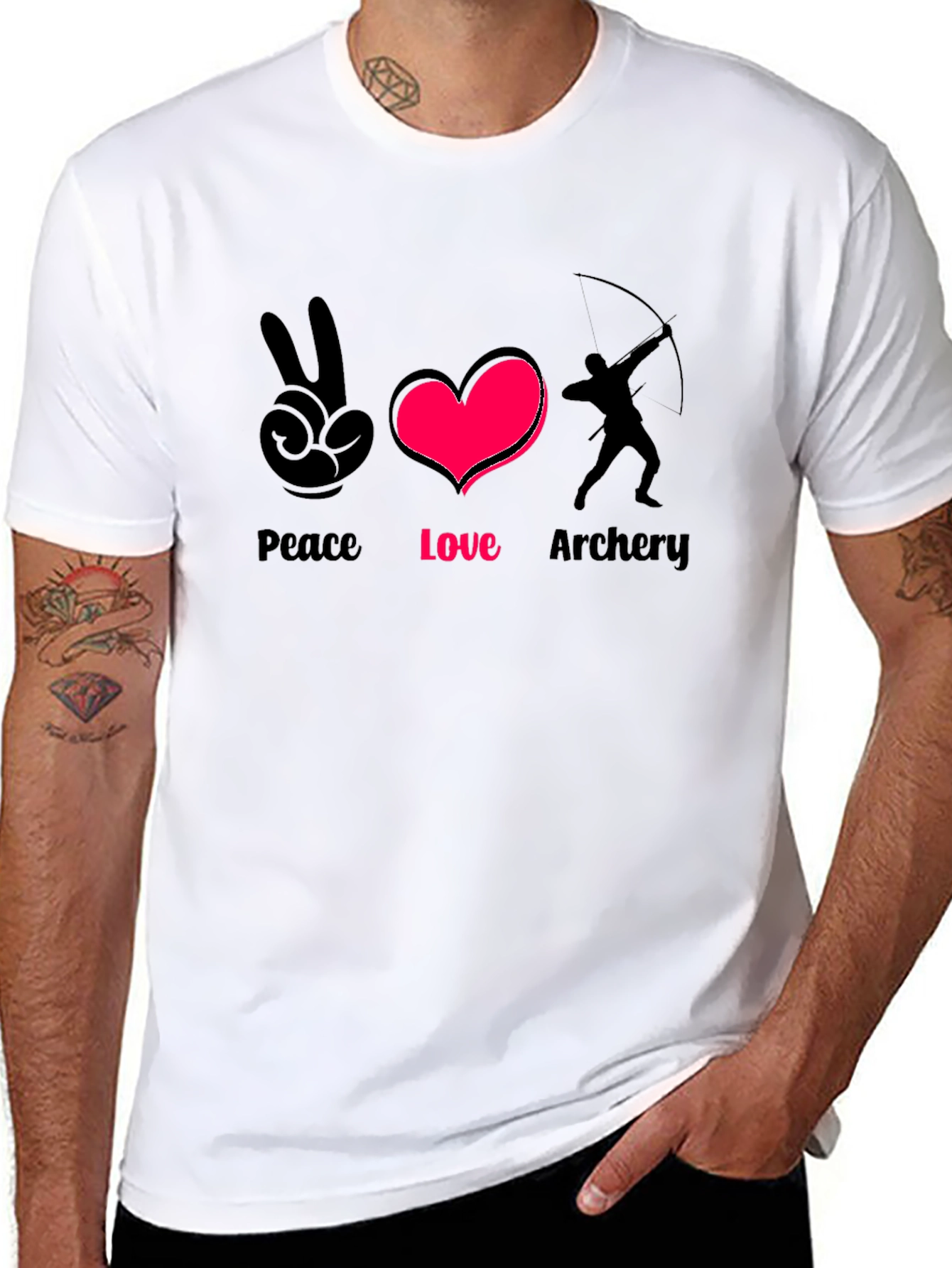 Black Peace Love Archery T-Shirt - Stylish Graphic Tee view 8