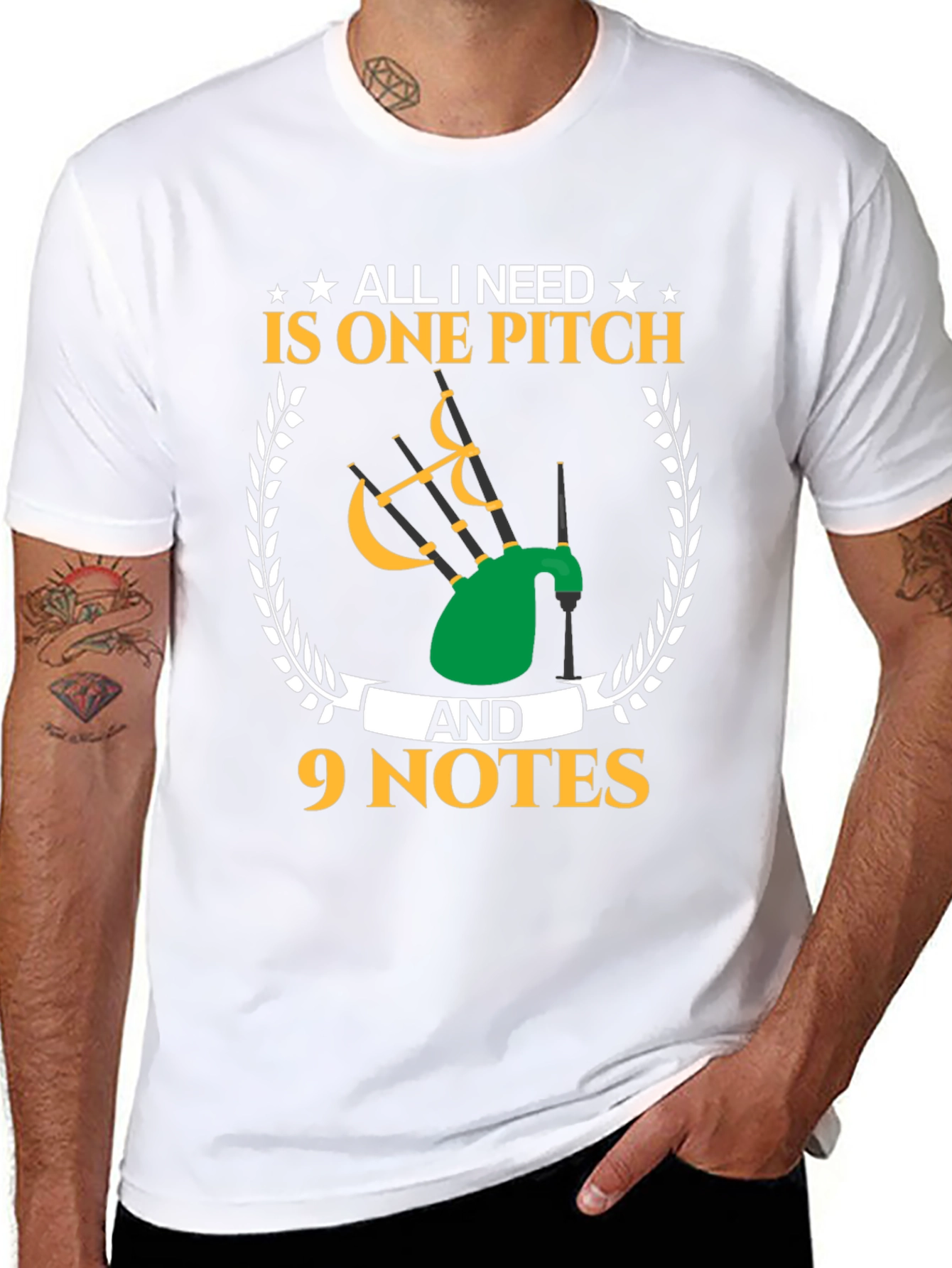 Black Bagpipe Musician T-Shirt - One Pitch & 9 Notes view 8