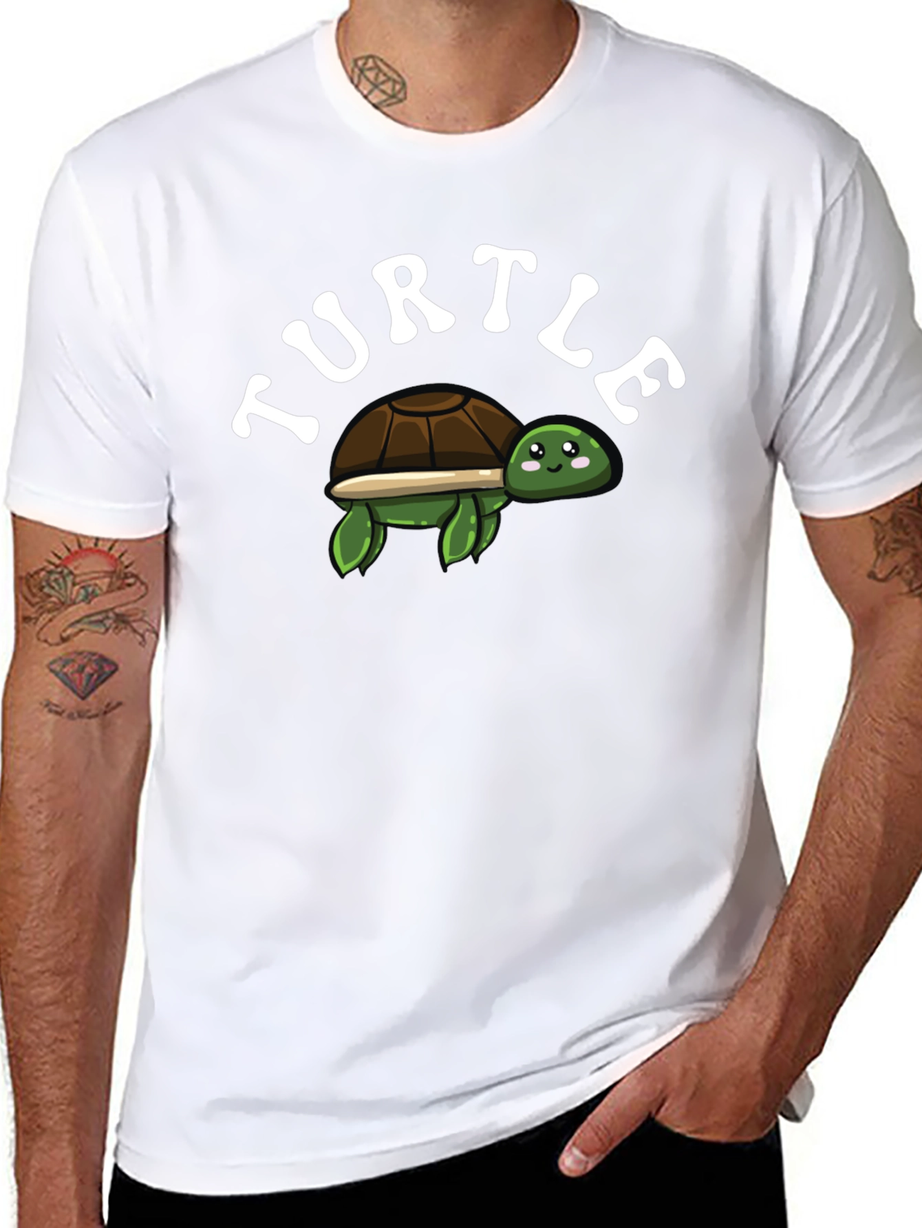 Black Cute Turtle Graphic T-Shirt - Black view 8