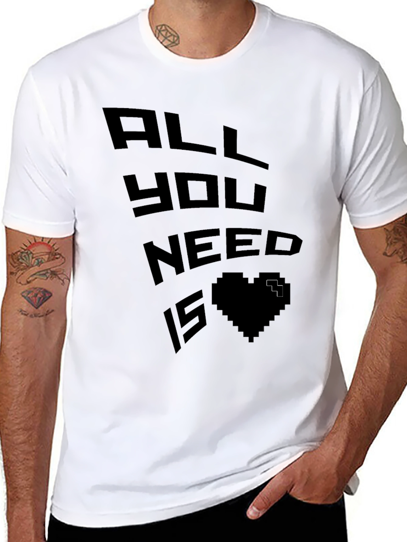 Black Pixel Heart Graphic Tee - Gamer Love Shirt view 8
