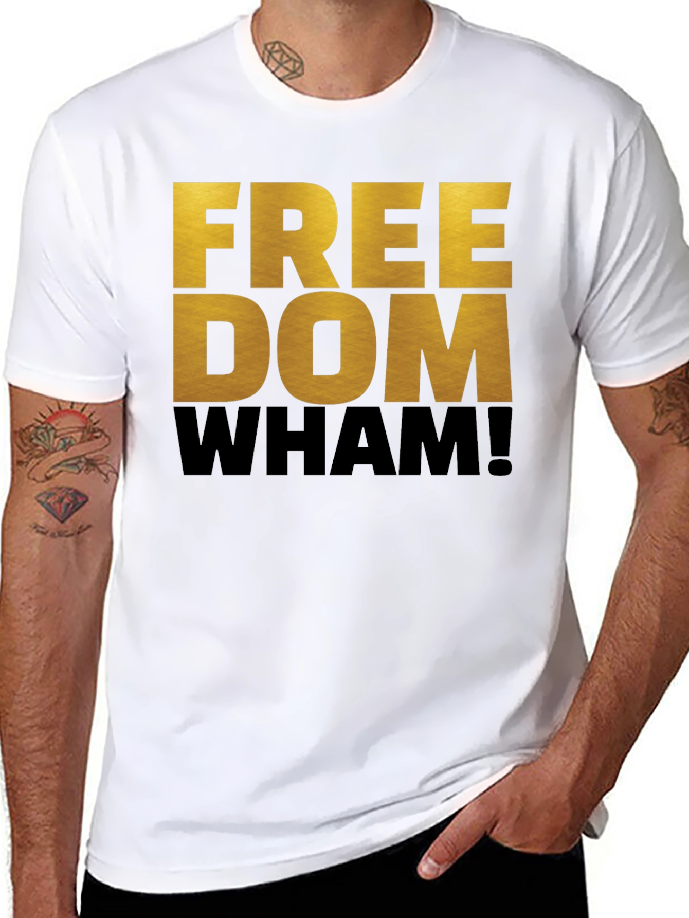 Black Freedom Wham! Graphic T-Shirt - Bold Statement Tee view 8