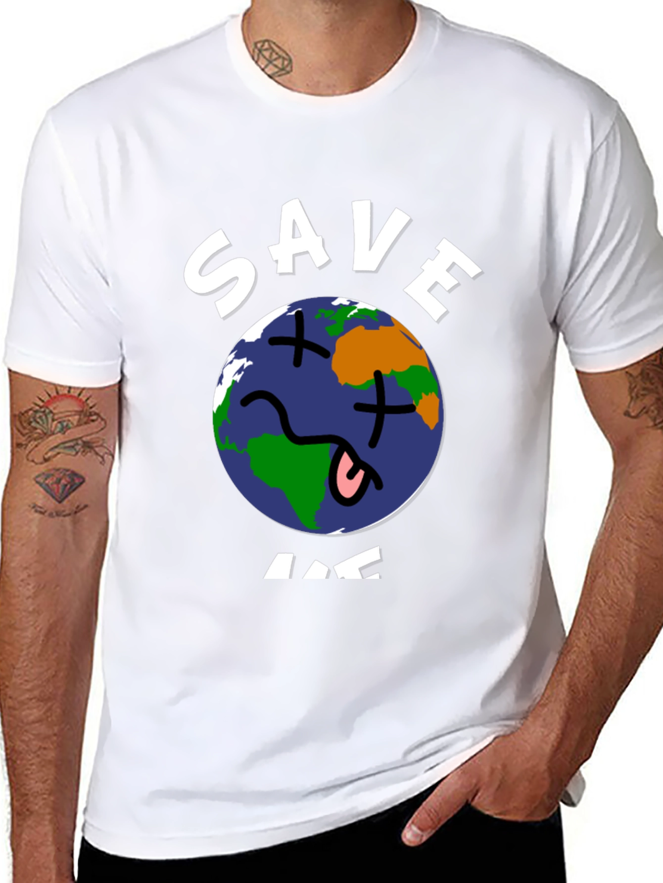 Black Save Me Earth Graphic T-Shirt -  Unisex Black Tee view 8