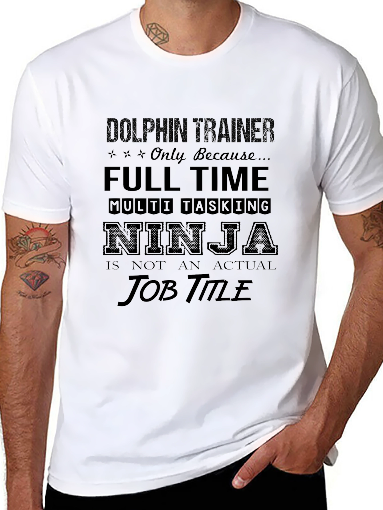 Black Dolphin Trainer Novelty T-Shirt view 8