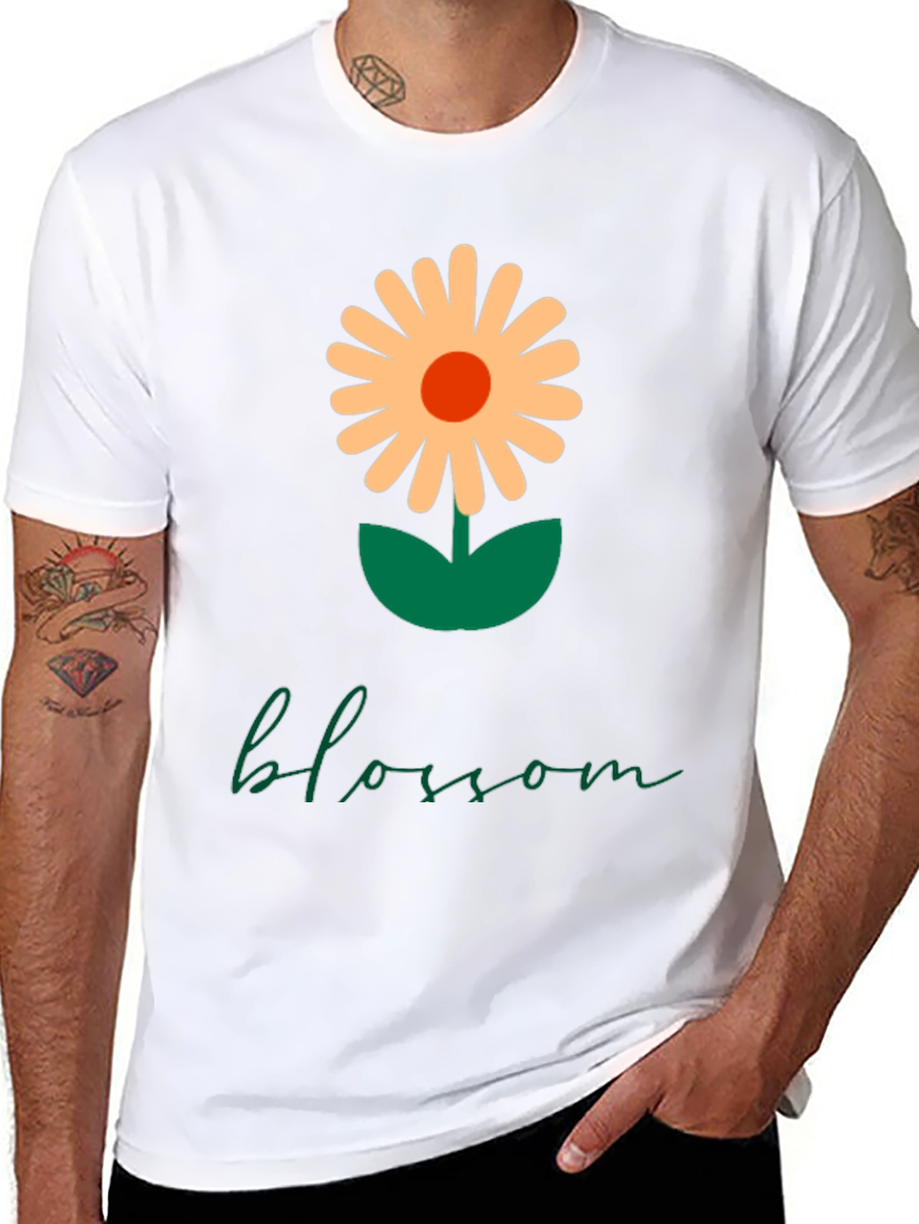 Black Blossom Graphic Tee - Modern Flower Design view 8