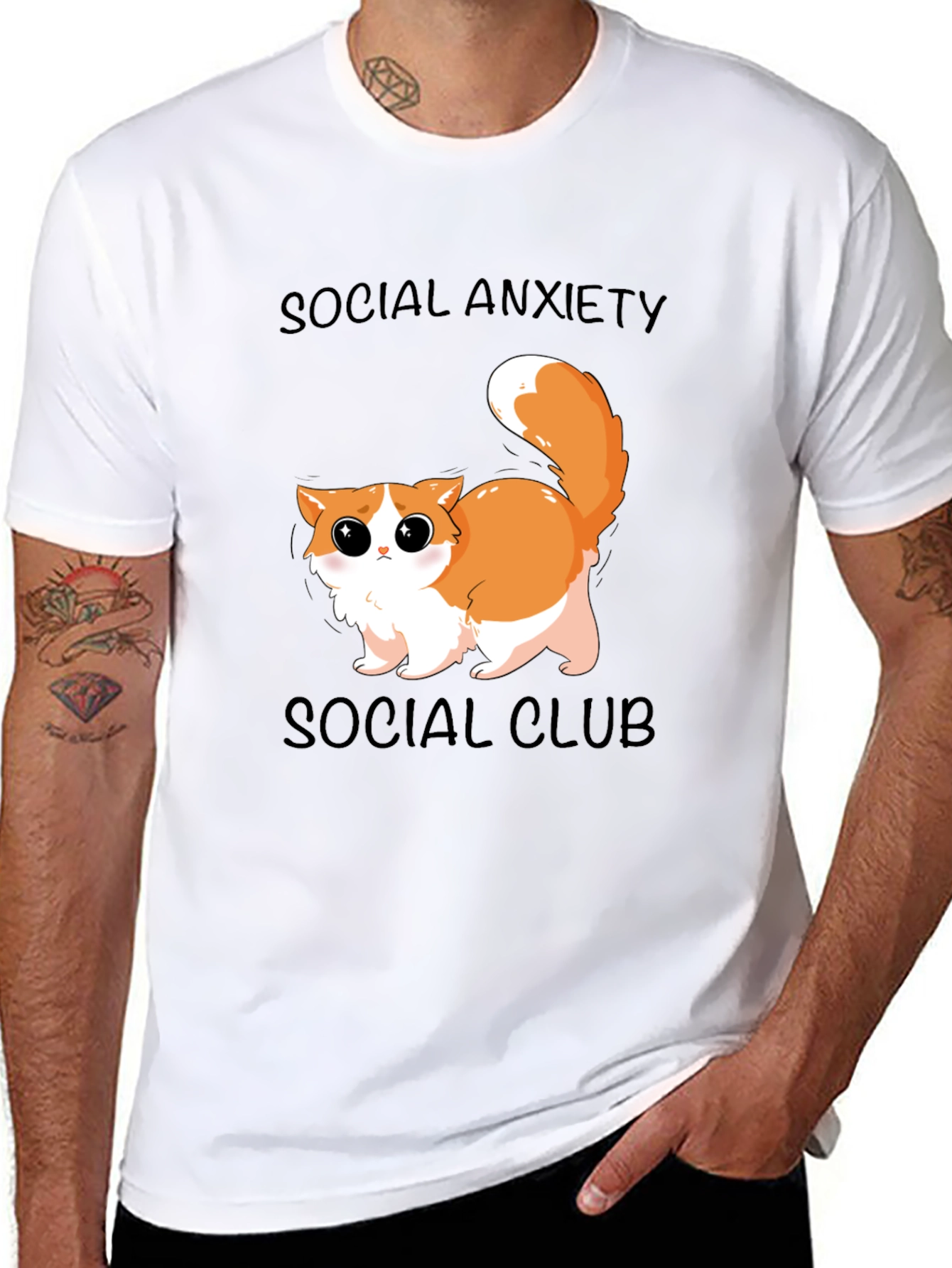 Black Social Anxiety Cat T-Shirt: Cute & Comfy view 8