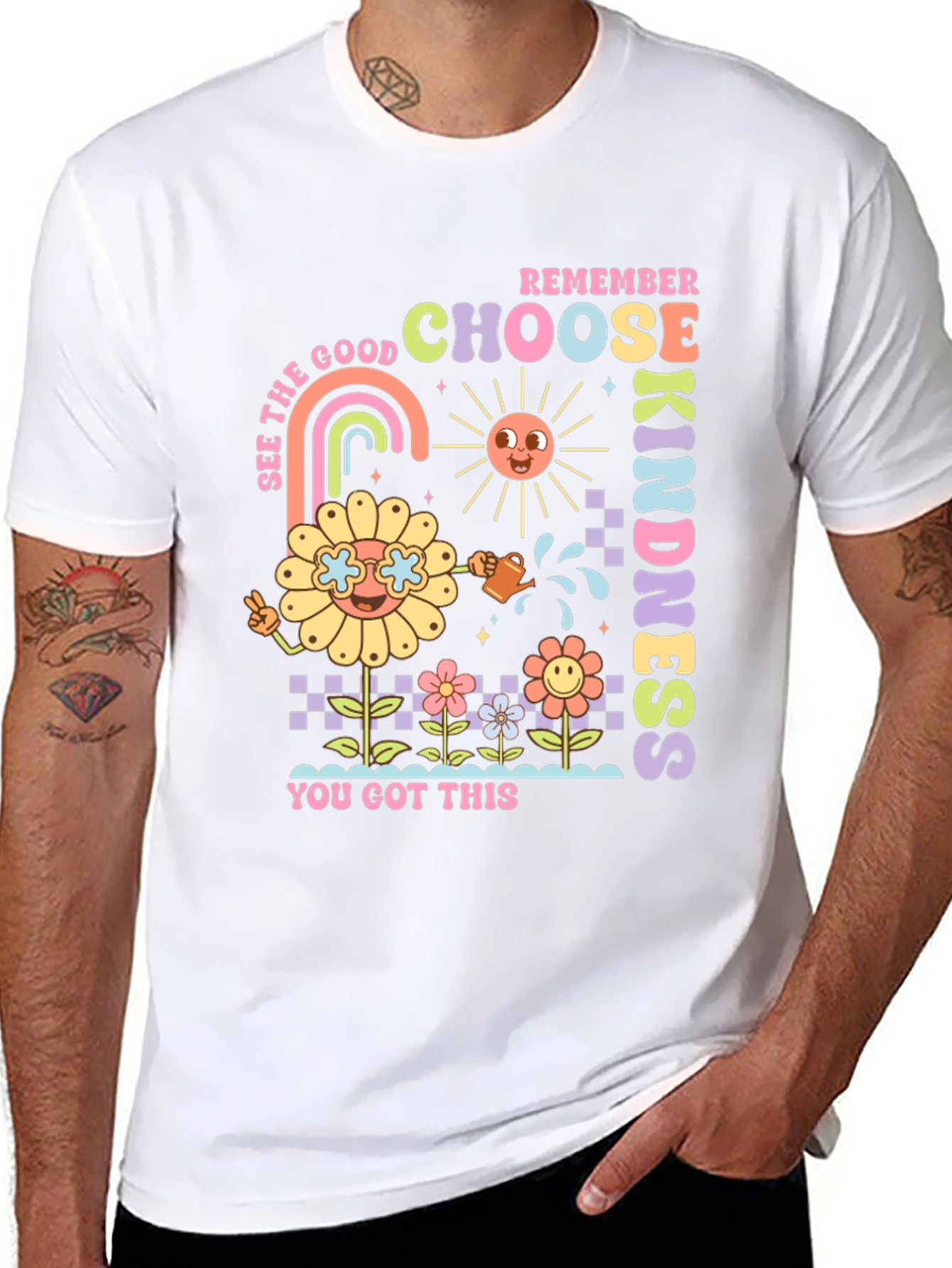 Black Choose Kindness Graphic Tee - Retro Style view 8