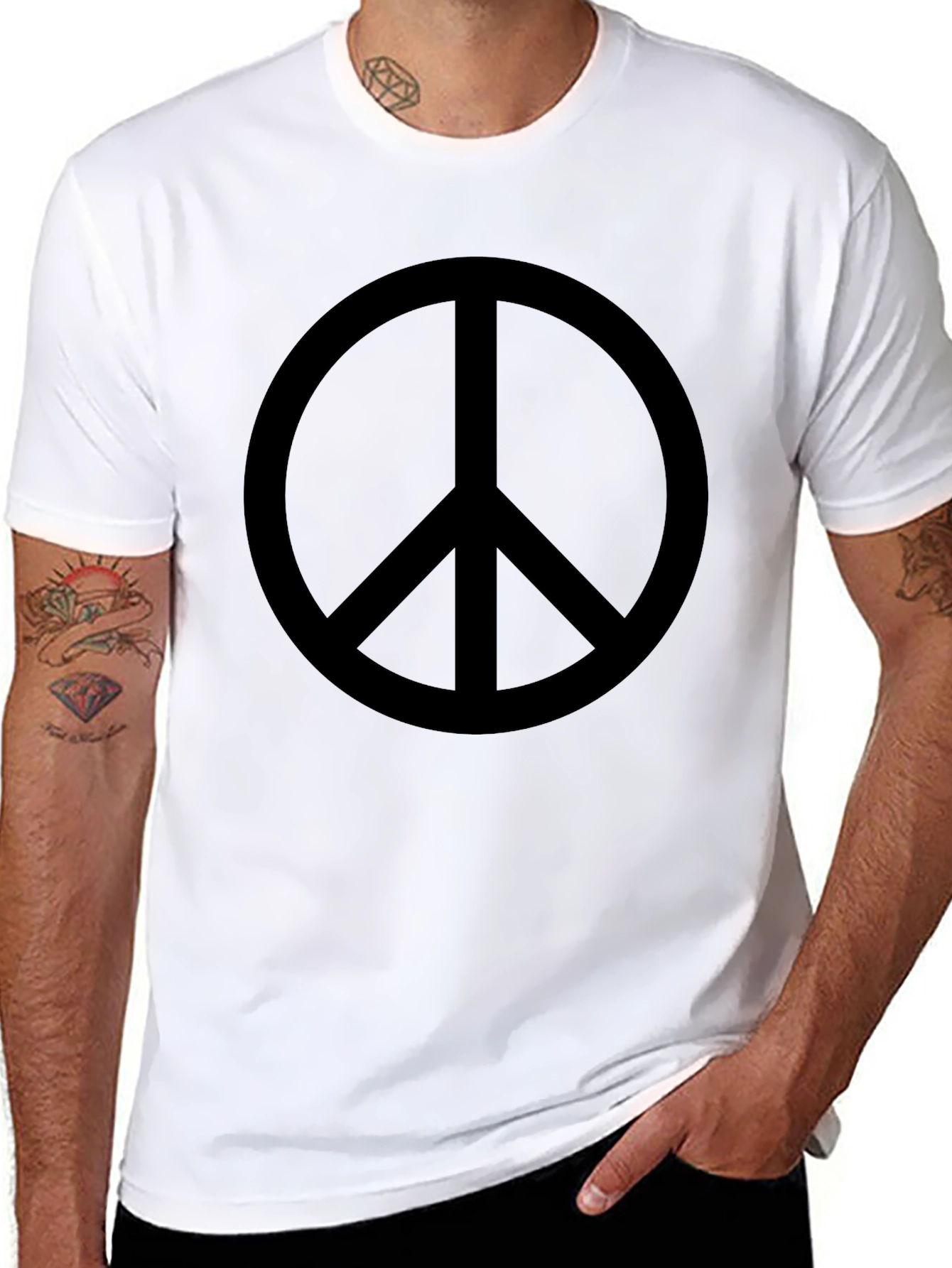 Black Black Peace Sign Graphic T-Shirt - Casual Cotton Tee view 8