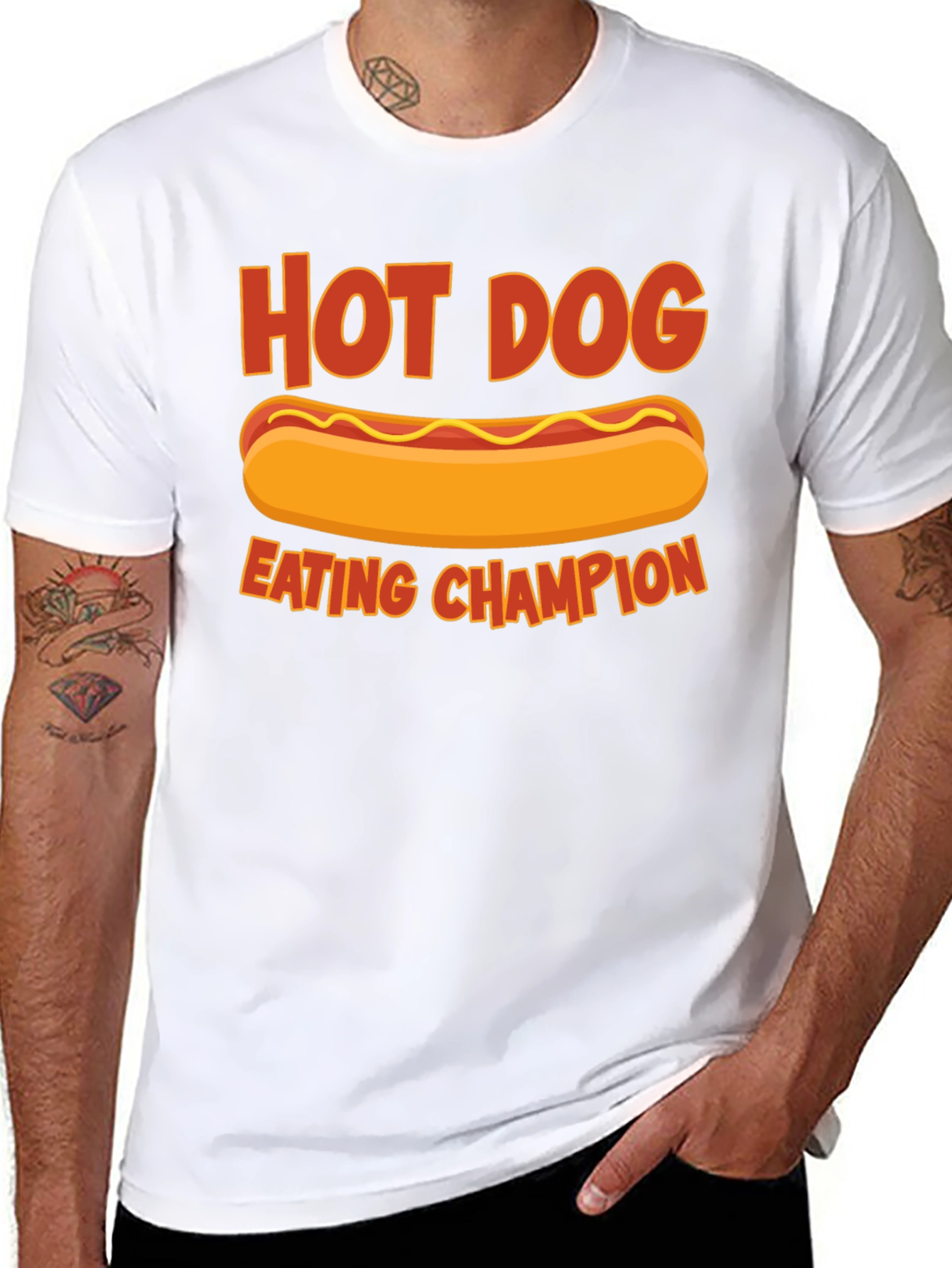 Black Hot Dog Eating Champion T-Shirt - Funny Foodie Tee view 8