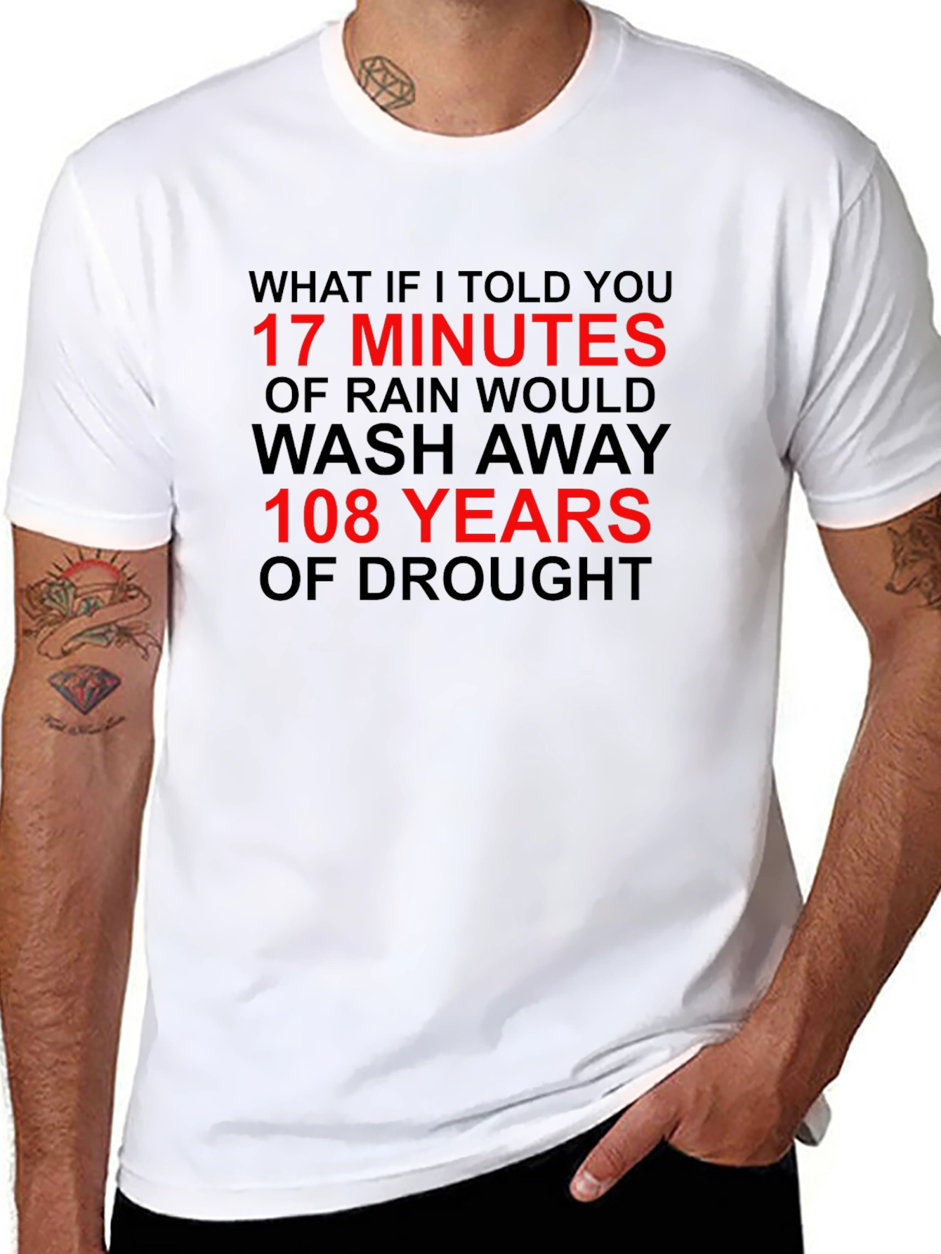 Black 17 Minutes Rain Washes 108 Years Drought T-Shirt view 8