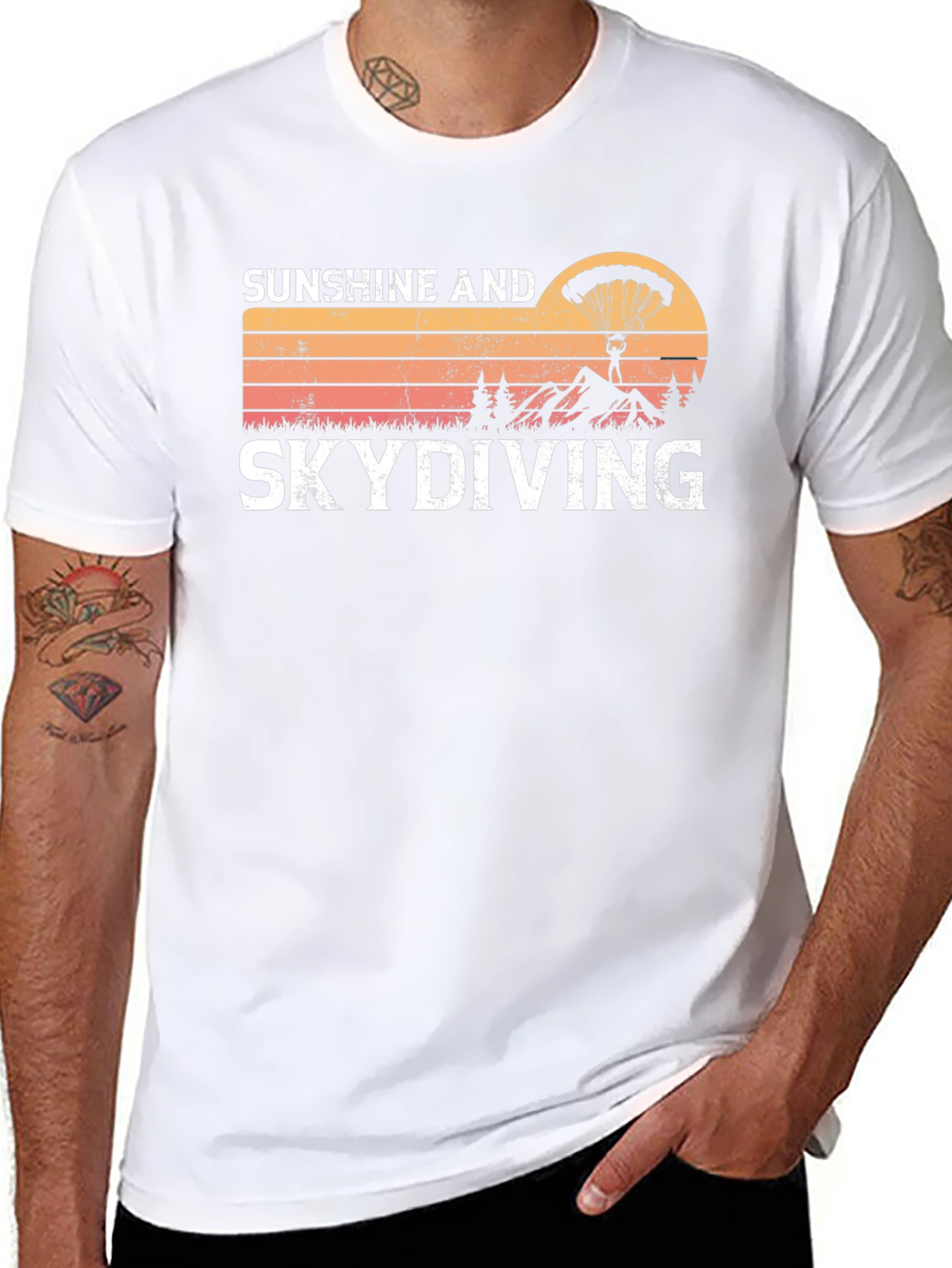 Black Sunshine & Skydiving Graphic Tee view 8