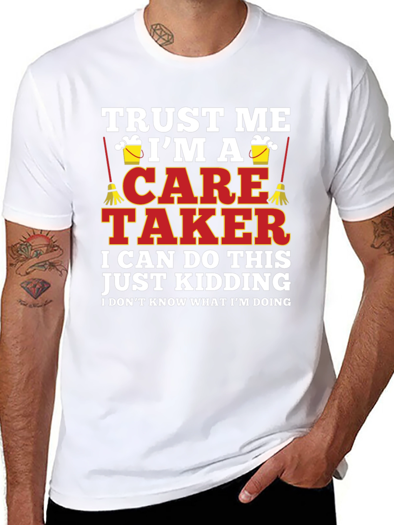 Black Funny Caretaker T-Shirt - Trust Me I'm A Caretaker view 8