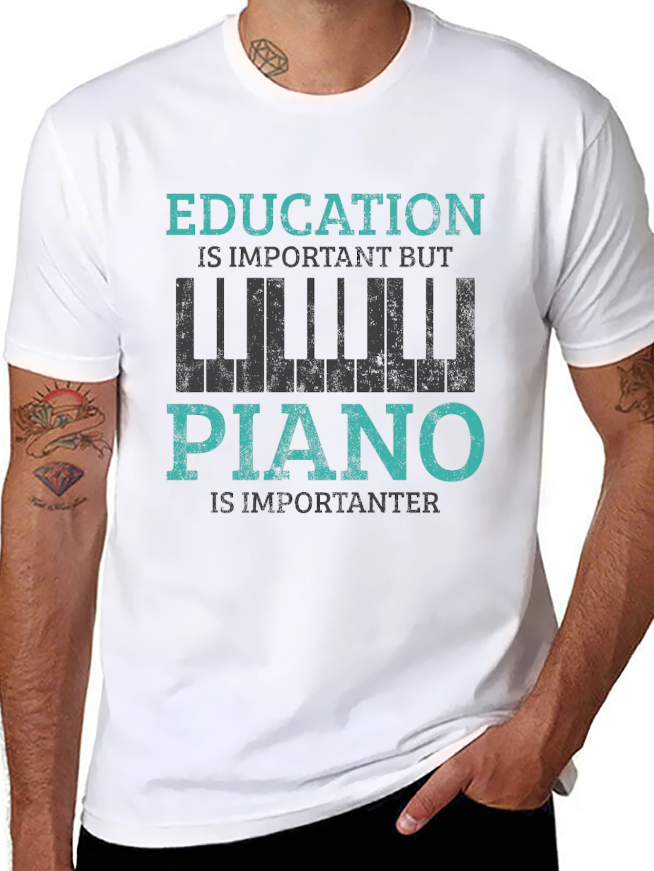Black Education is Important But Piano is Importanter T-Shirt view 8