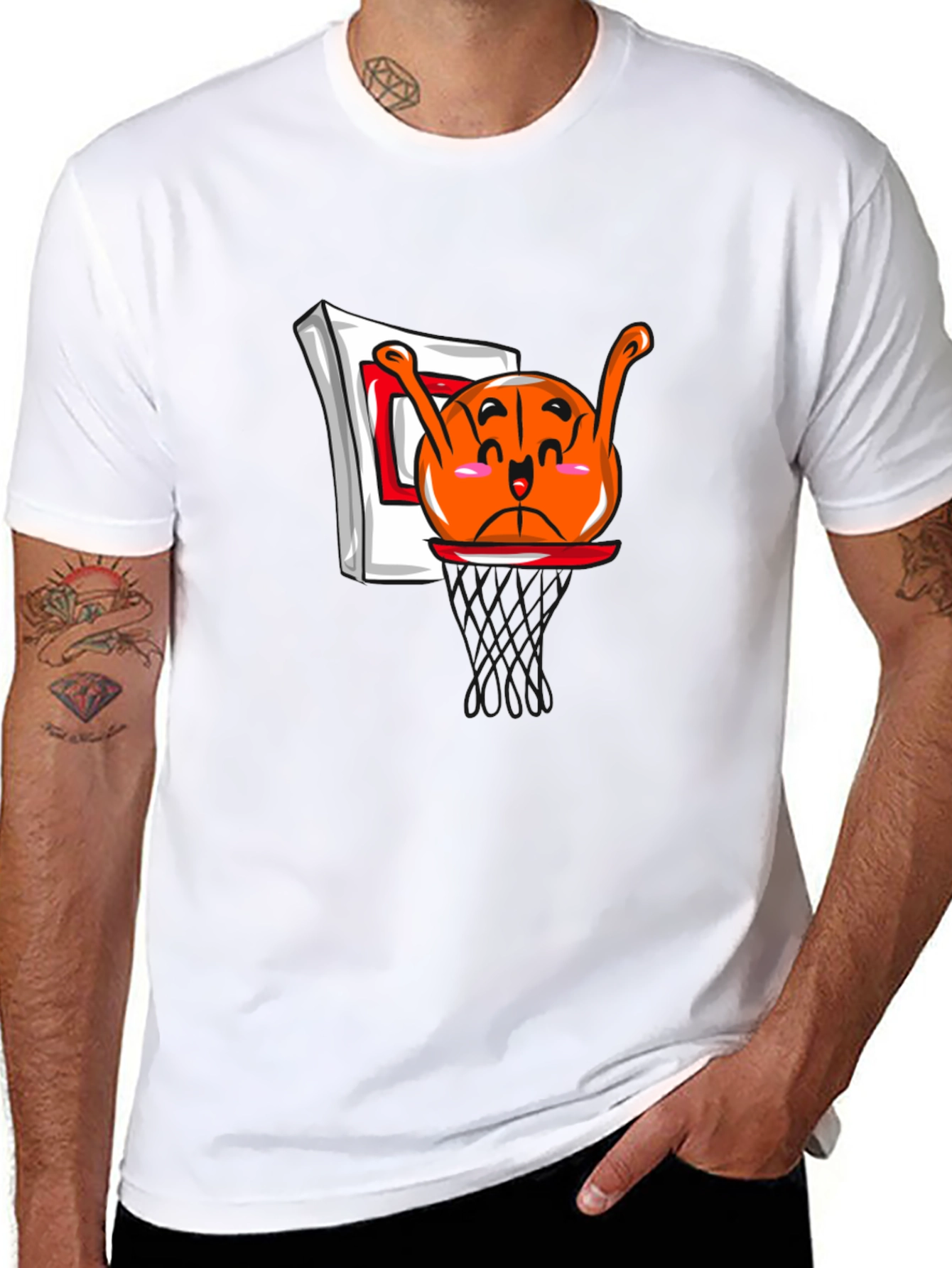 Black Funny Cartoon Basketball Black T-Shirt view 8