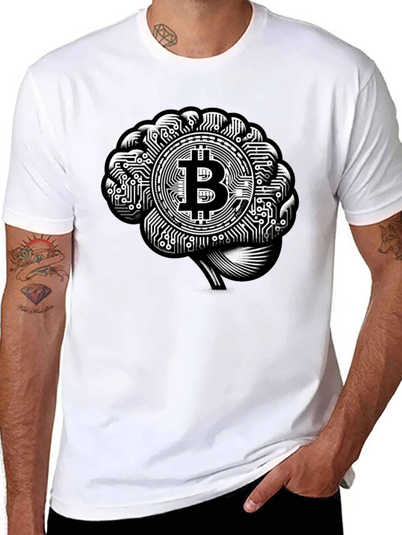 Black Bitcoin Brain T-Shirt - Crypto Innovation view 8