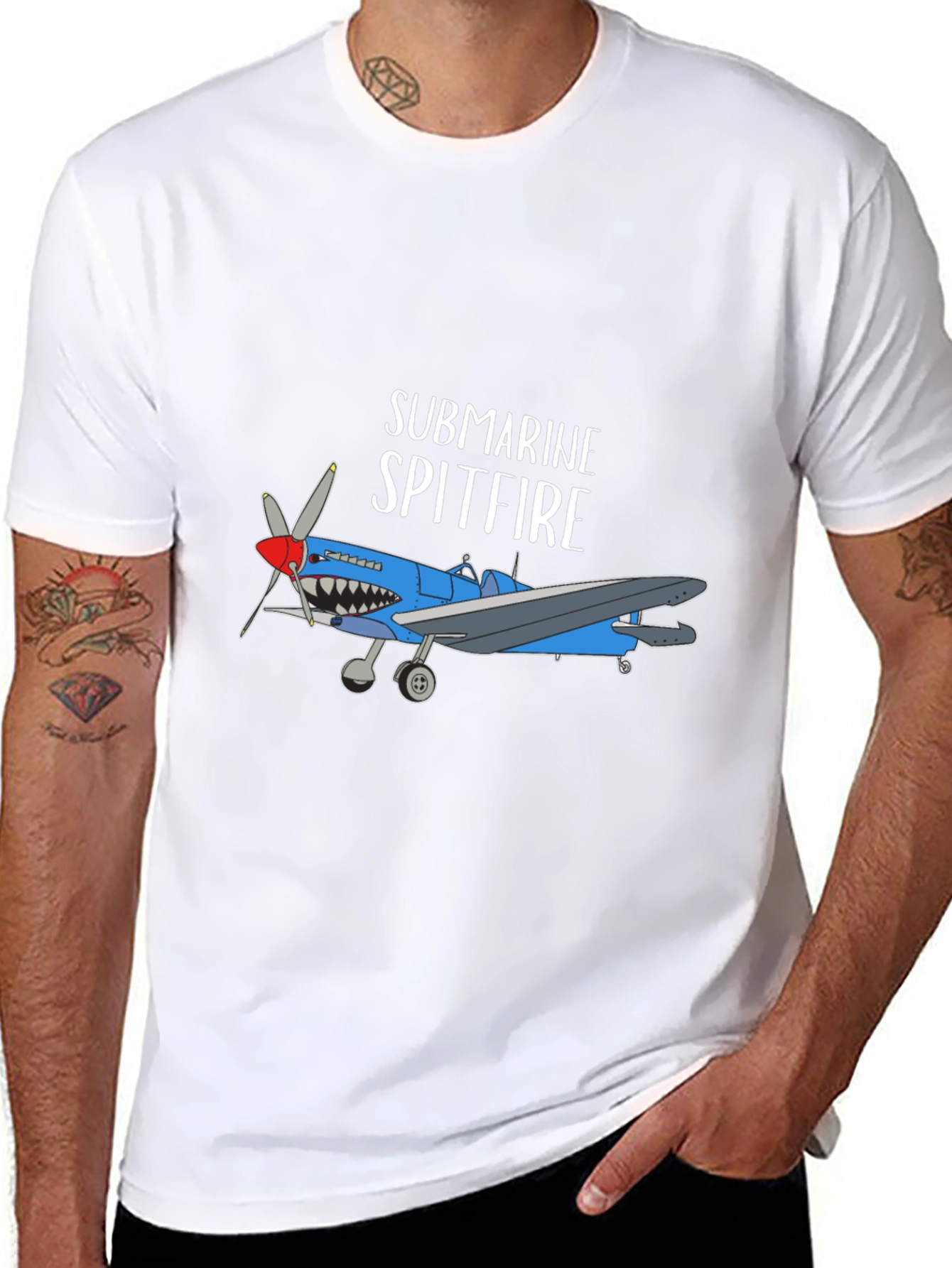 Black Submarine Spitfire Graphic Tee - Black Cotton Blend view 8