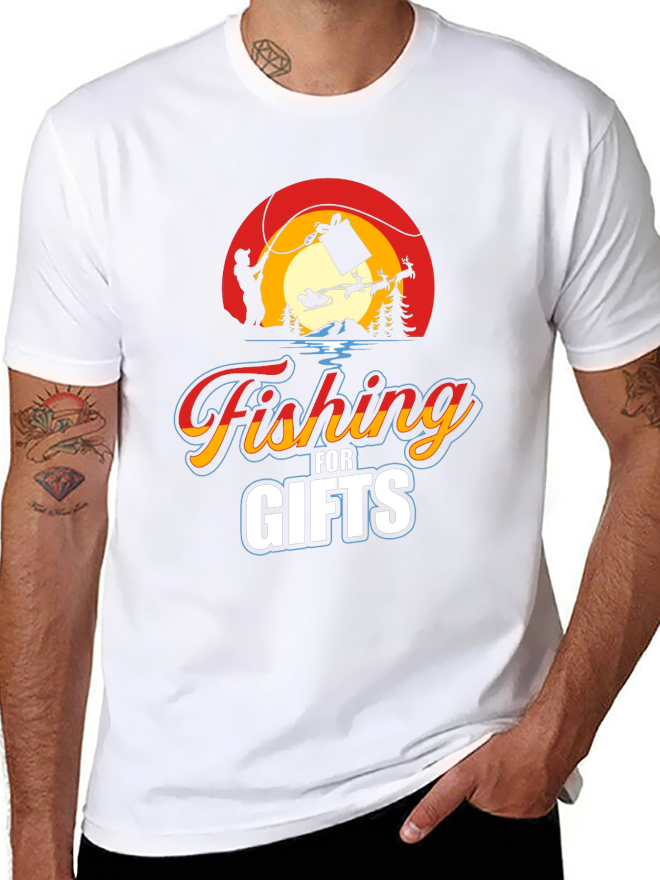 Black Fishing for Gifts Graphic Tee view 8