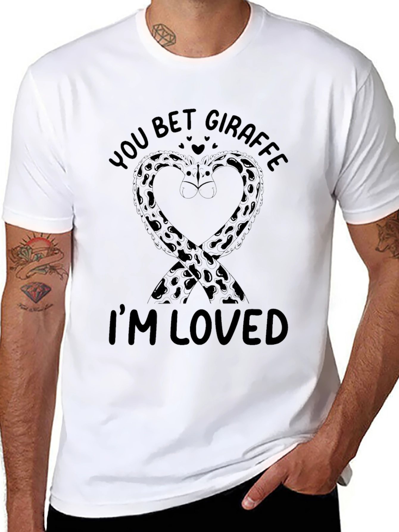 Black You Bet Giraffe I'm Loved Black Graphic Tee view 8