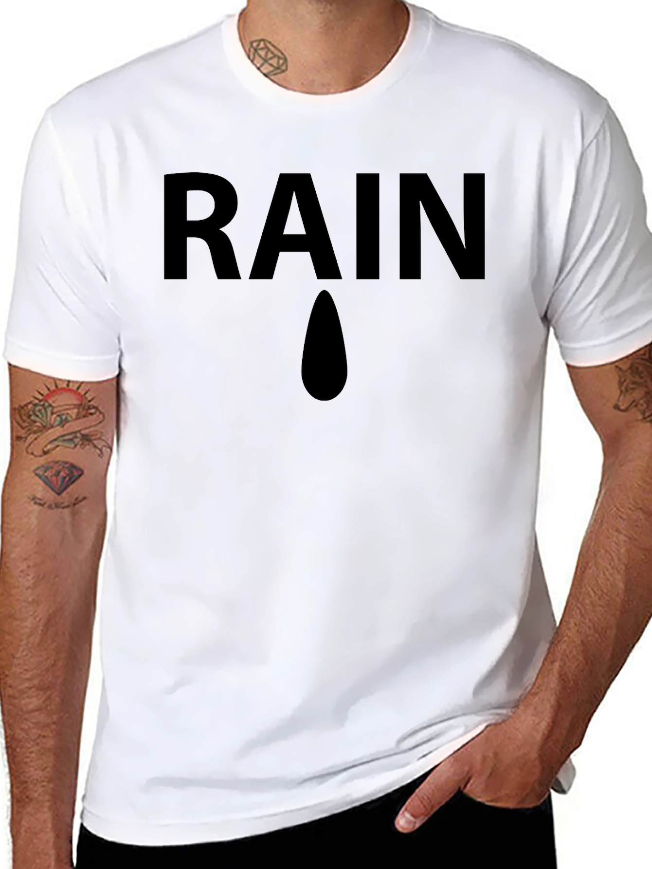 Black Rain Graphic Tee - Black Casual T-Shirt view 8