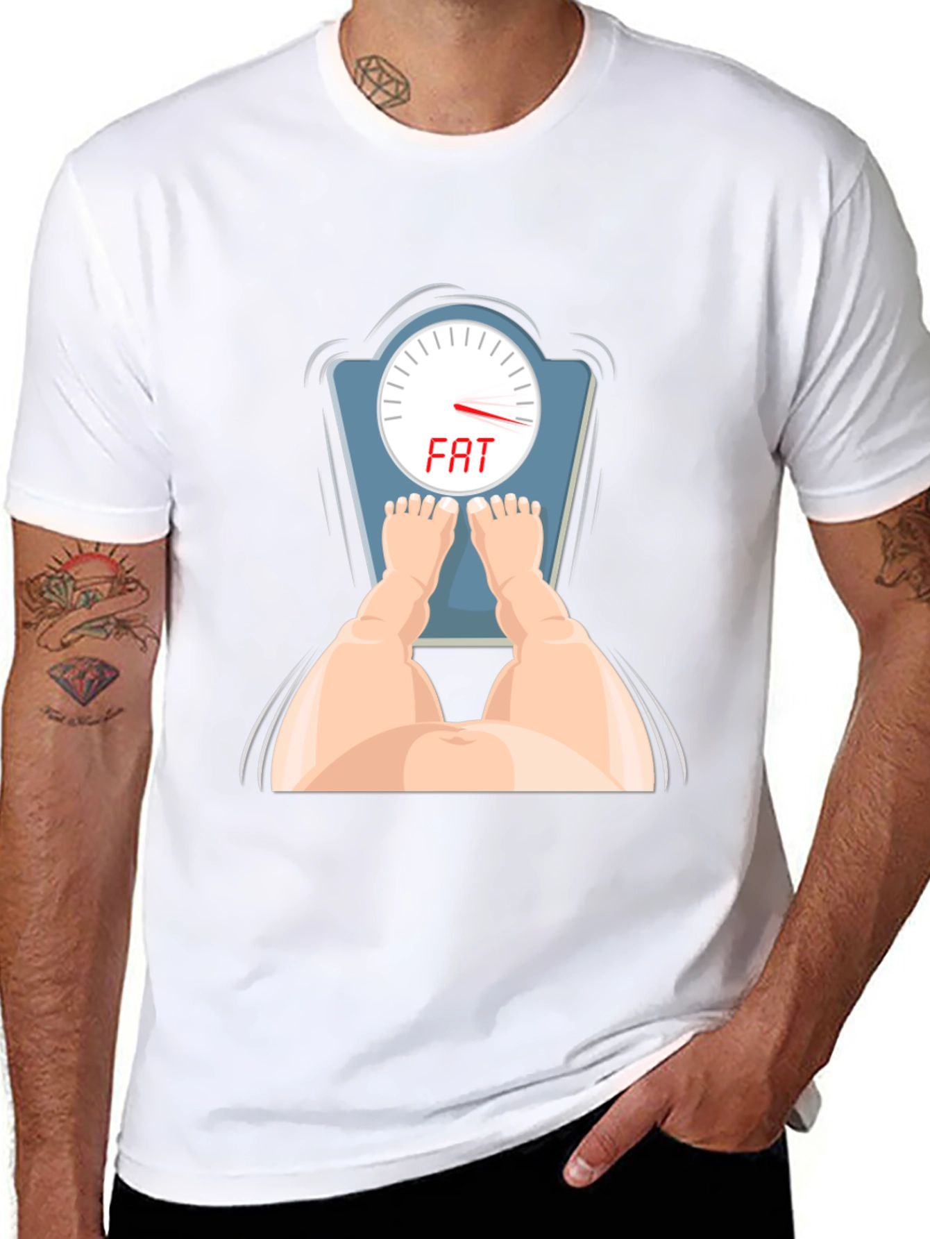 Black Funny 'FAT' Scale Graphic Tee - Humor T-Shirt view 8