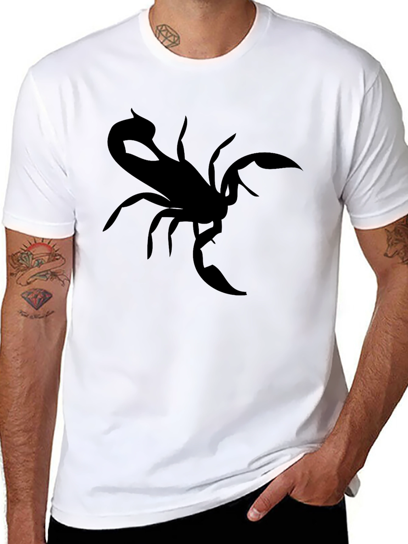 Black Scorpion Graphic Tee - Bold Black Cotton T-Shirt view 8