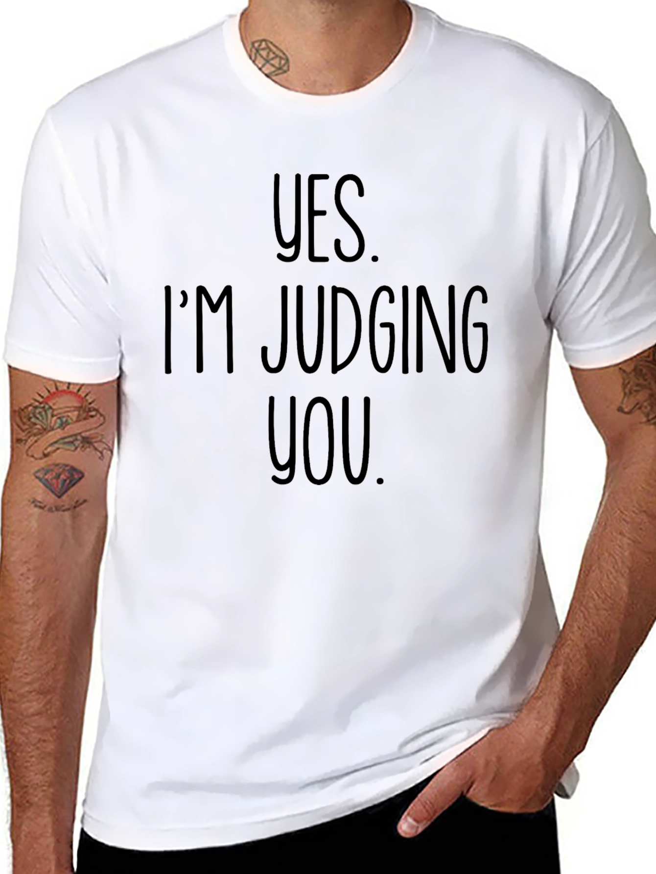 Black Yes, I'm Judging You Graphic Tee view 8