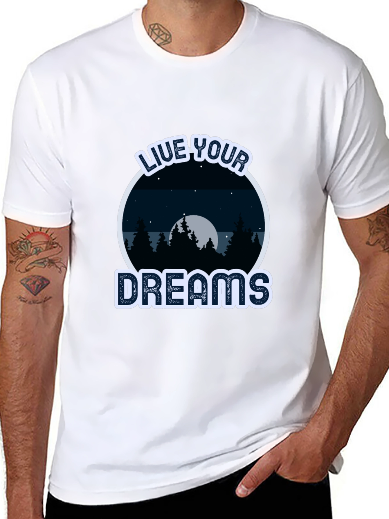 Black Live Your Dreams T-Shirt - Nature Design view 8