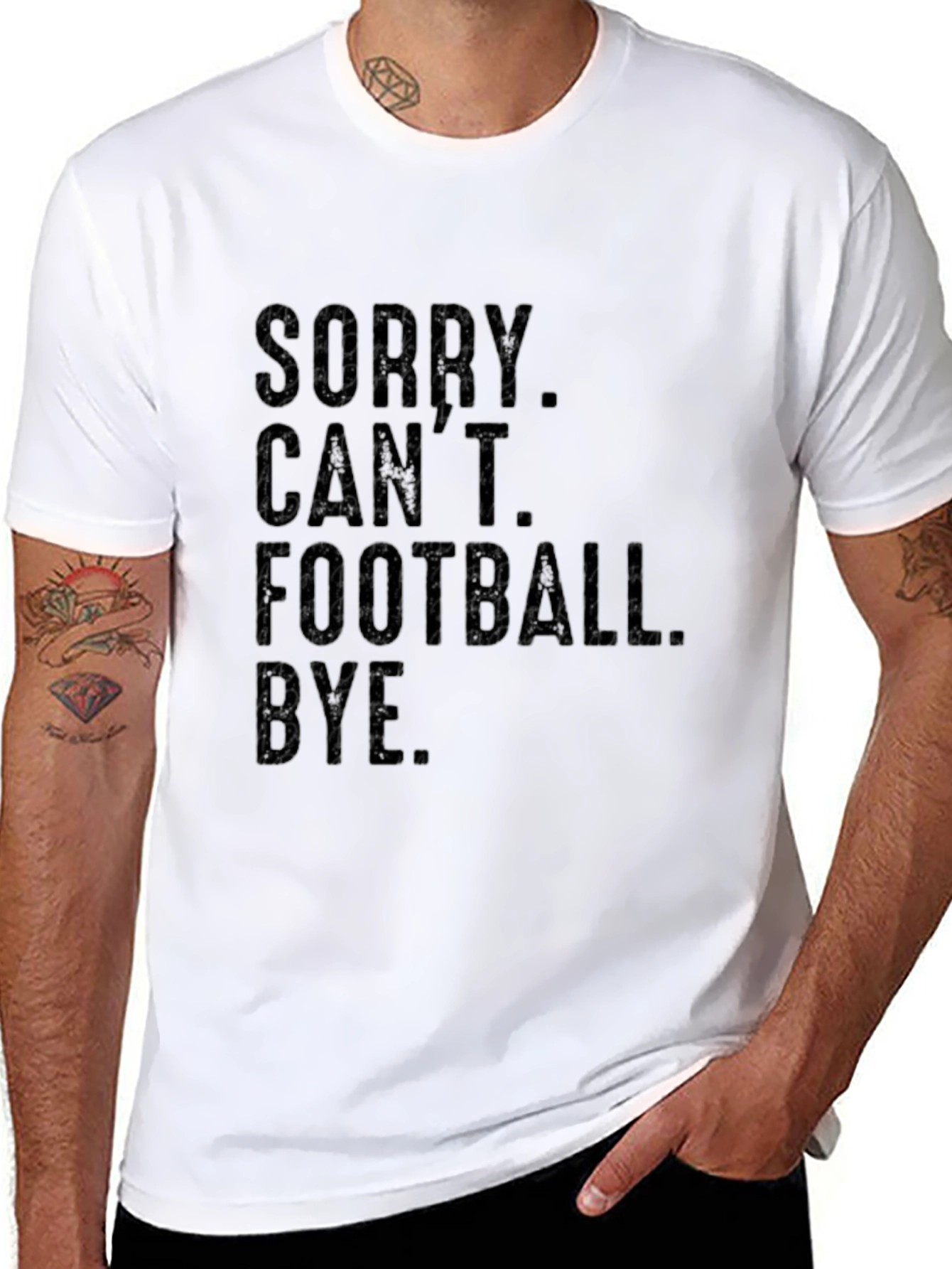 Black Sorry Can't Football Bye T-Shirt - Funny Sports Tee view 8