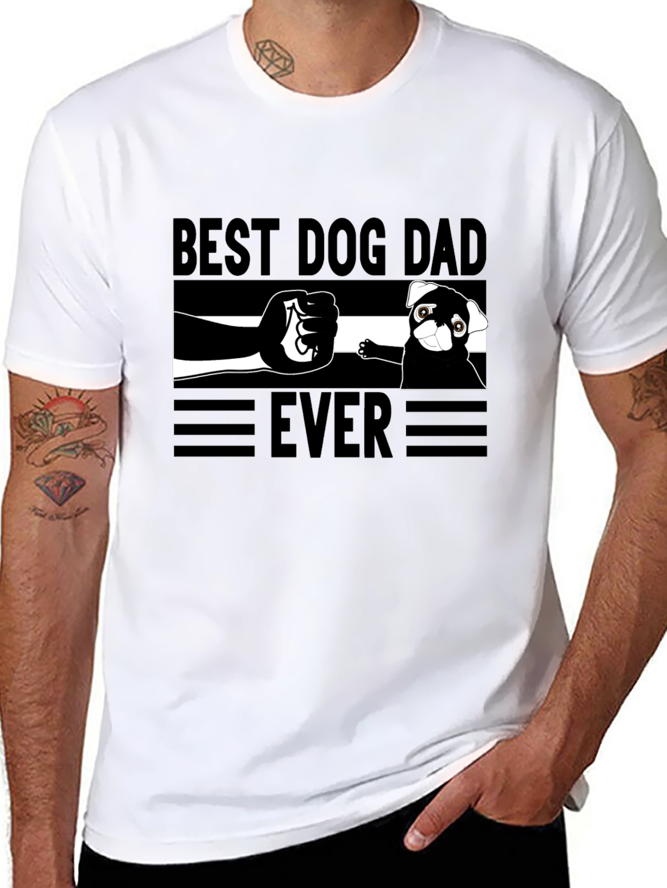 Black Best Dog Dad Ever Graphic T-Shirt view 8