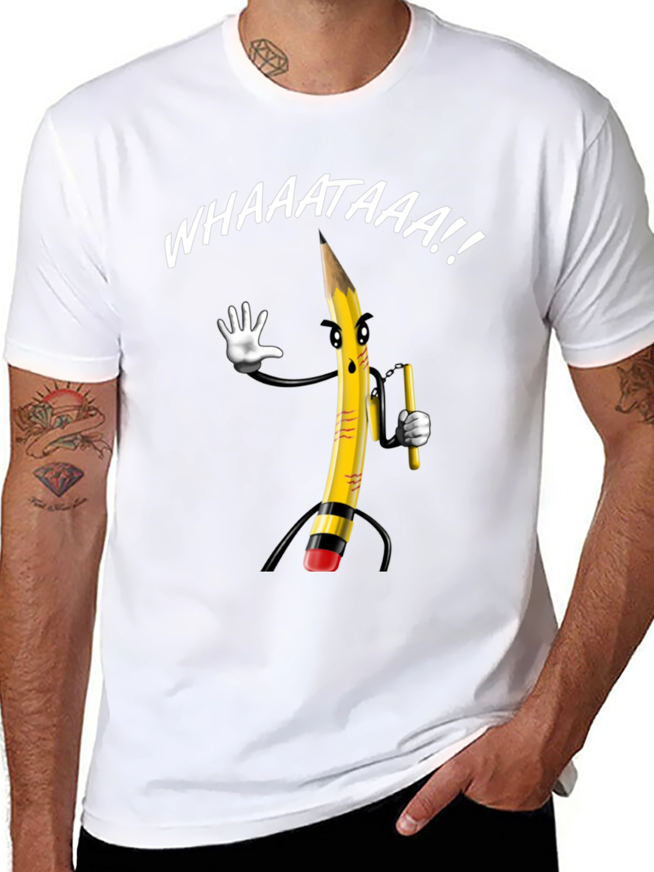 Black Whaaat Pencil Graphic T-Shirt view 8