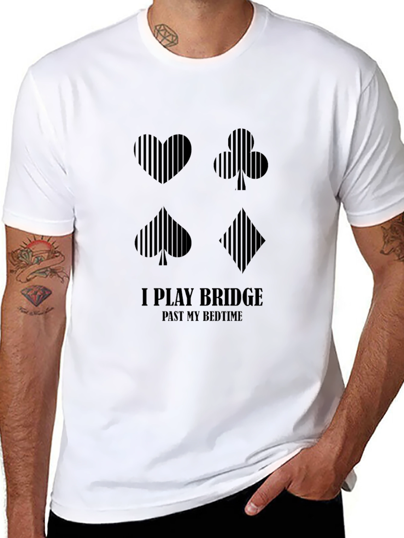 Black Bridge Player T-Shirt - "I Play Bridge Past My Bedtime" view 8