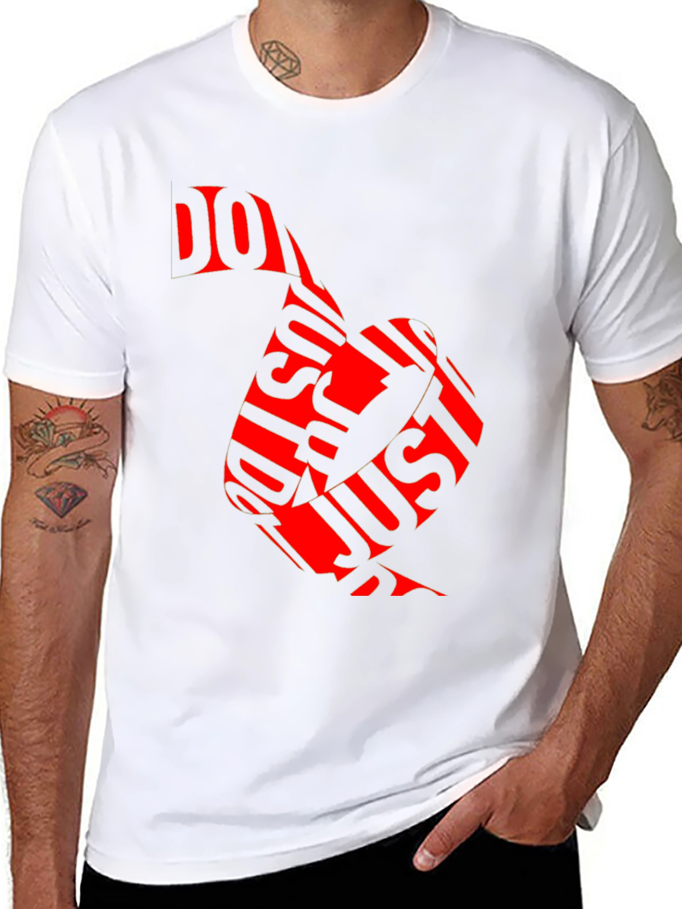 Black Just Do It Red Graphic Print Black T-Shirt view 8